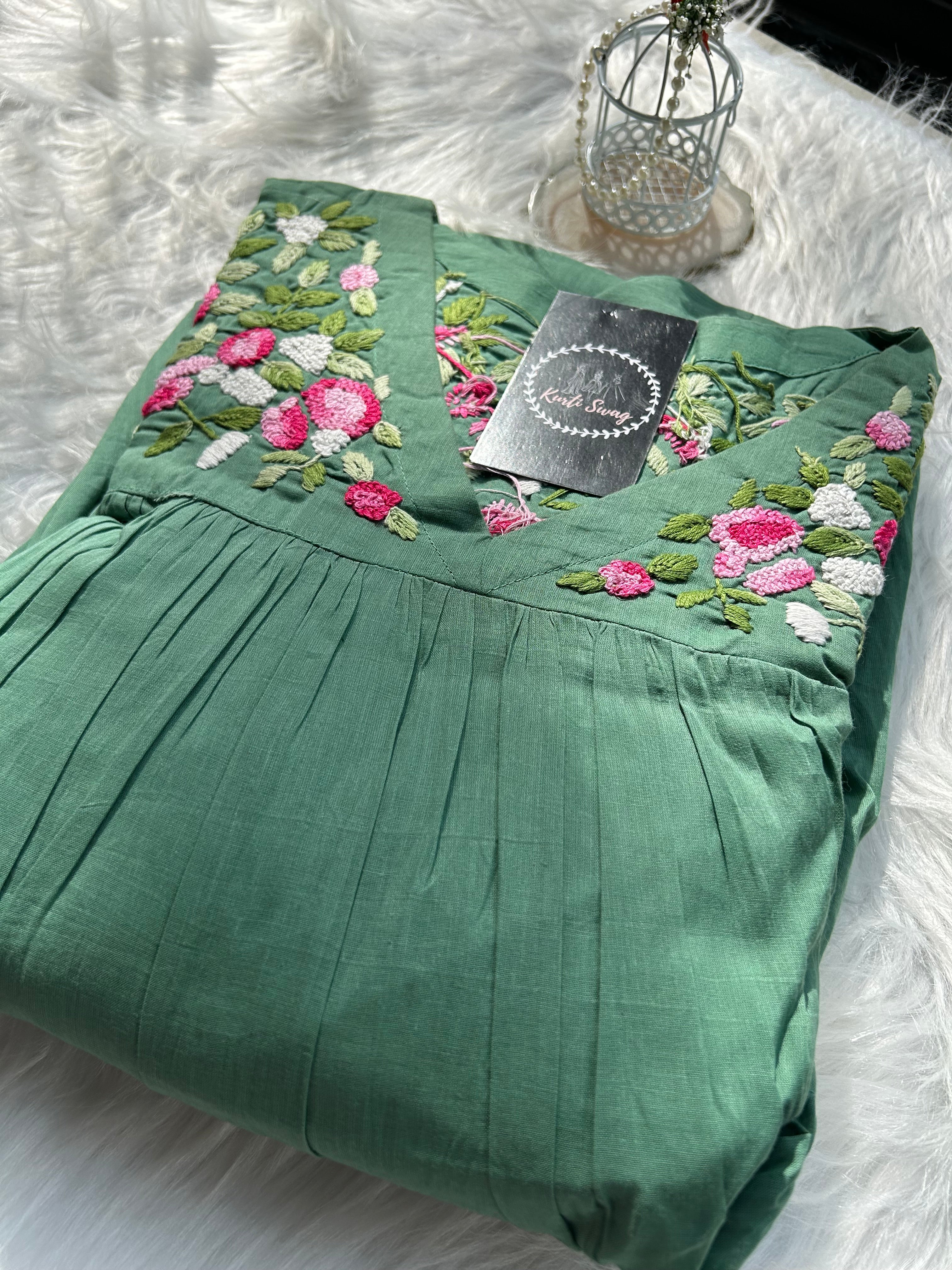 “SUMEDHA” Summer Cotton Dress With French Embroidery ✨🧿 | KurtiSwag