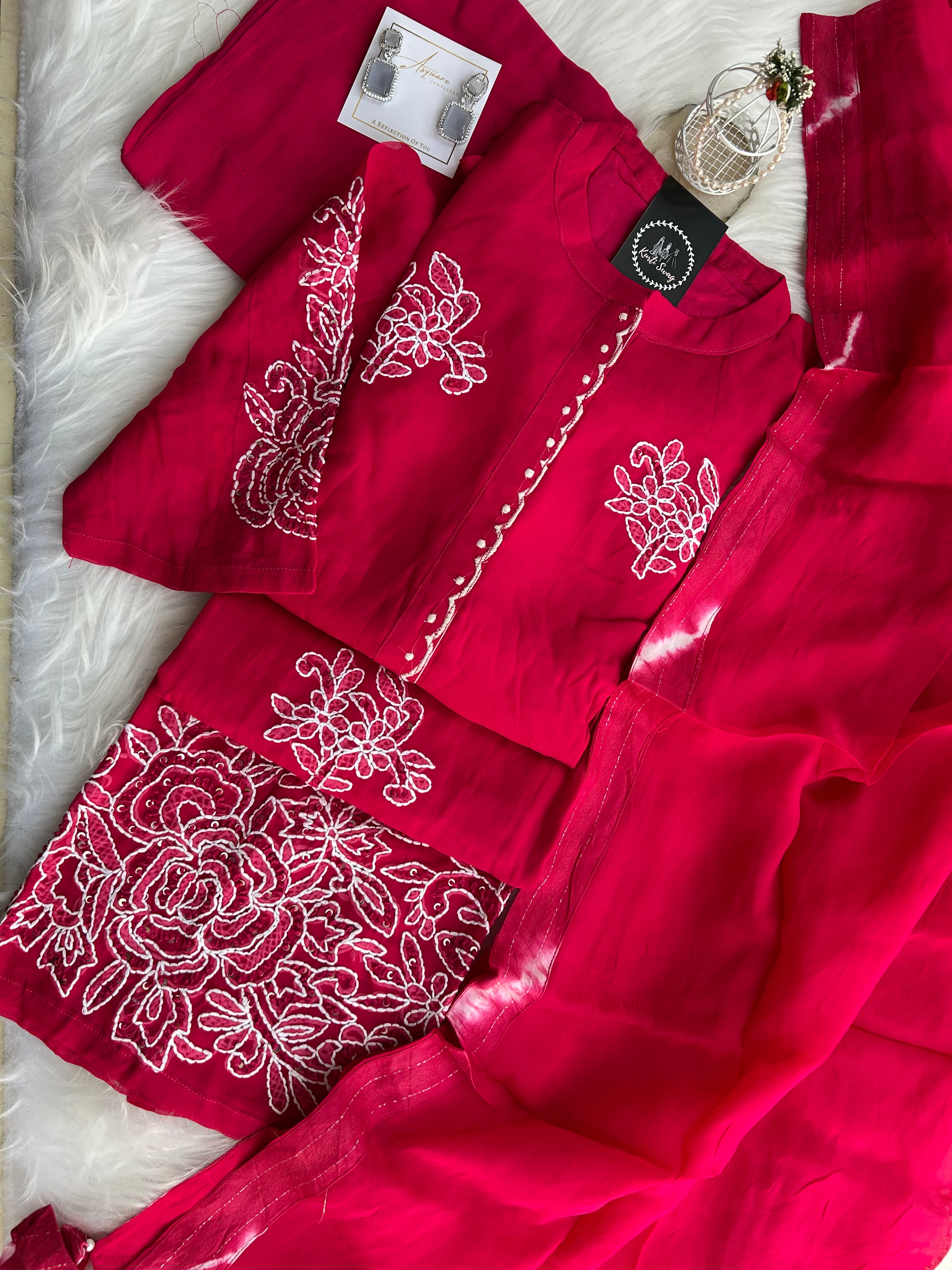 “ROOPALI” Premium Organza Threadwork Suit Set ❤️💕 | KurtiSwag