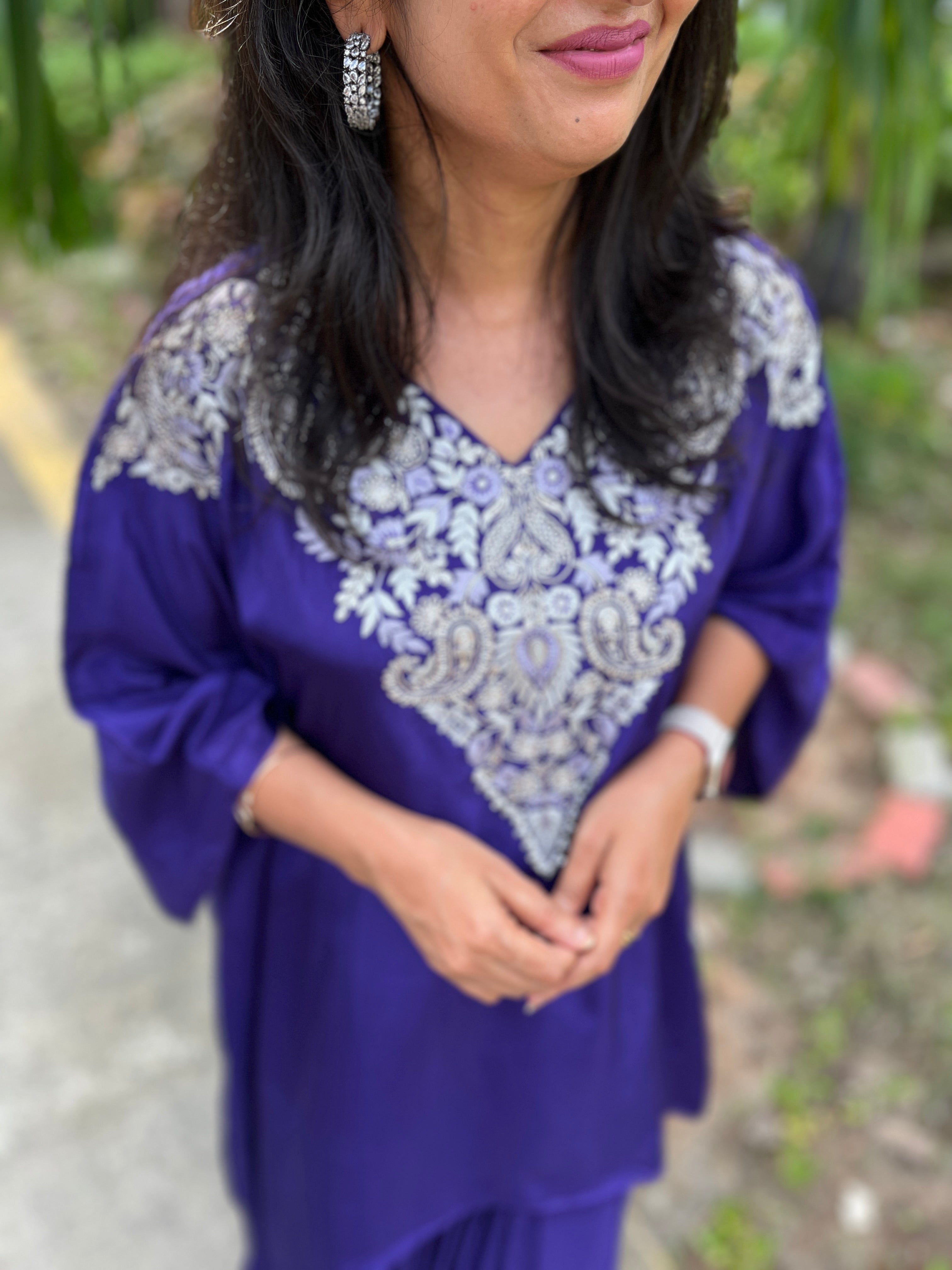 “SANA” Purple Indo Western Kaftan & Drape Skirt ✨🧿 | KurtiSwag