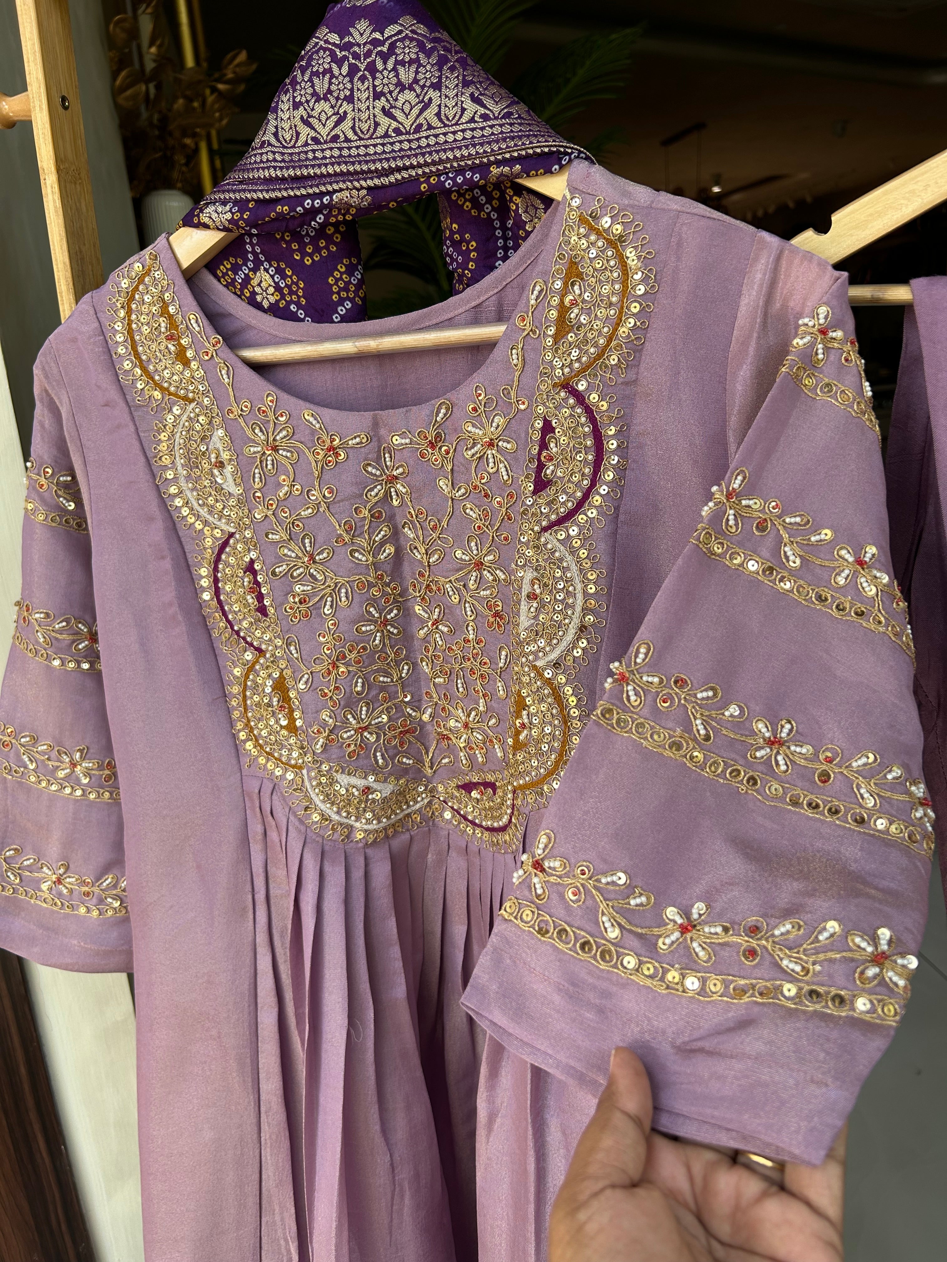 “SHAURYA” Tissue Silk Set with Bandhni dupatta ✨♥️ | KurtiSwag