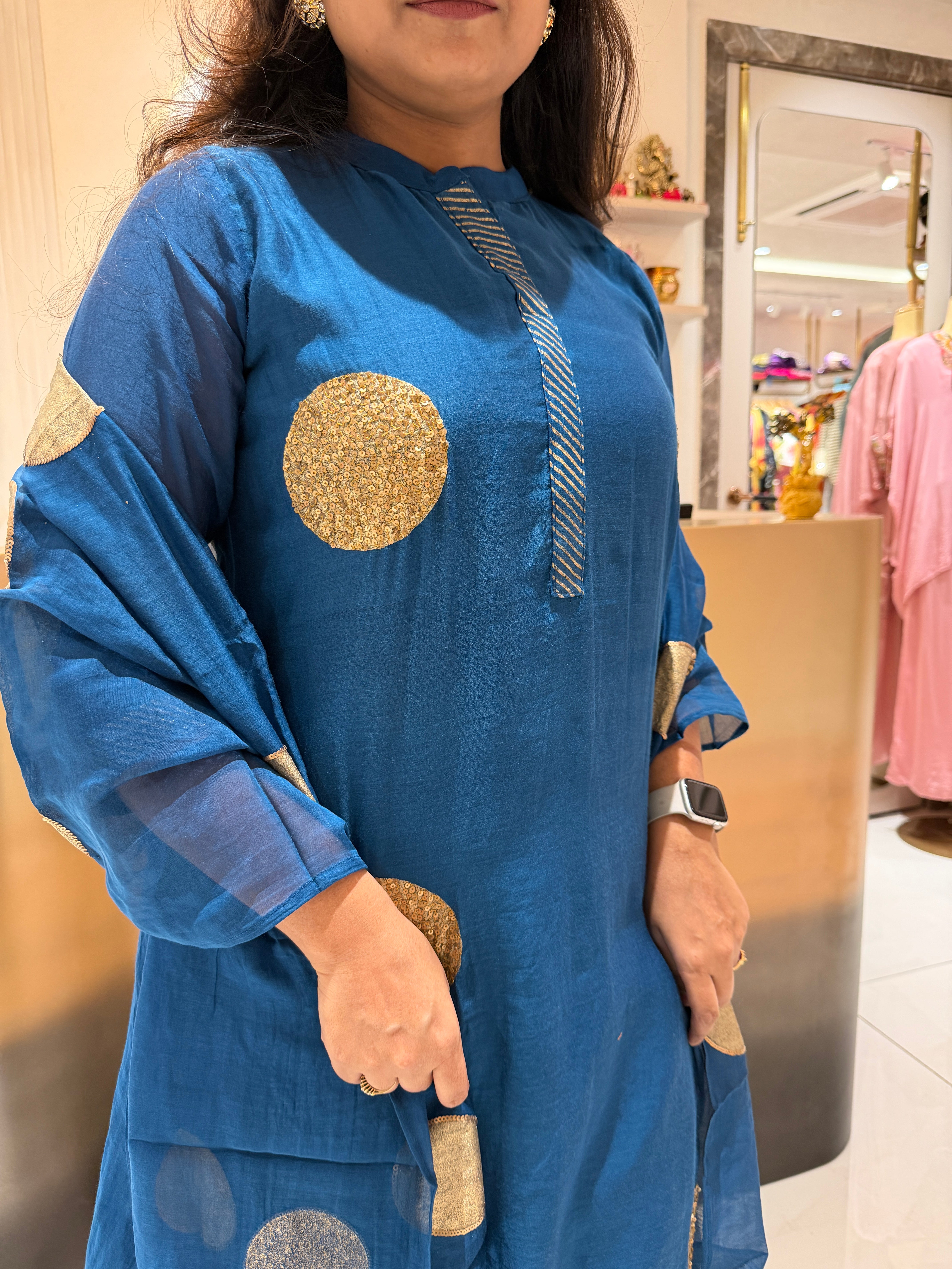 “KEERTHI” Mul Chanderi A Line Sequence Suit Set ✨💕 | KurtiSwag