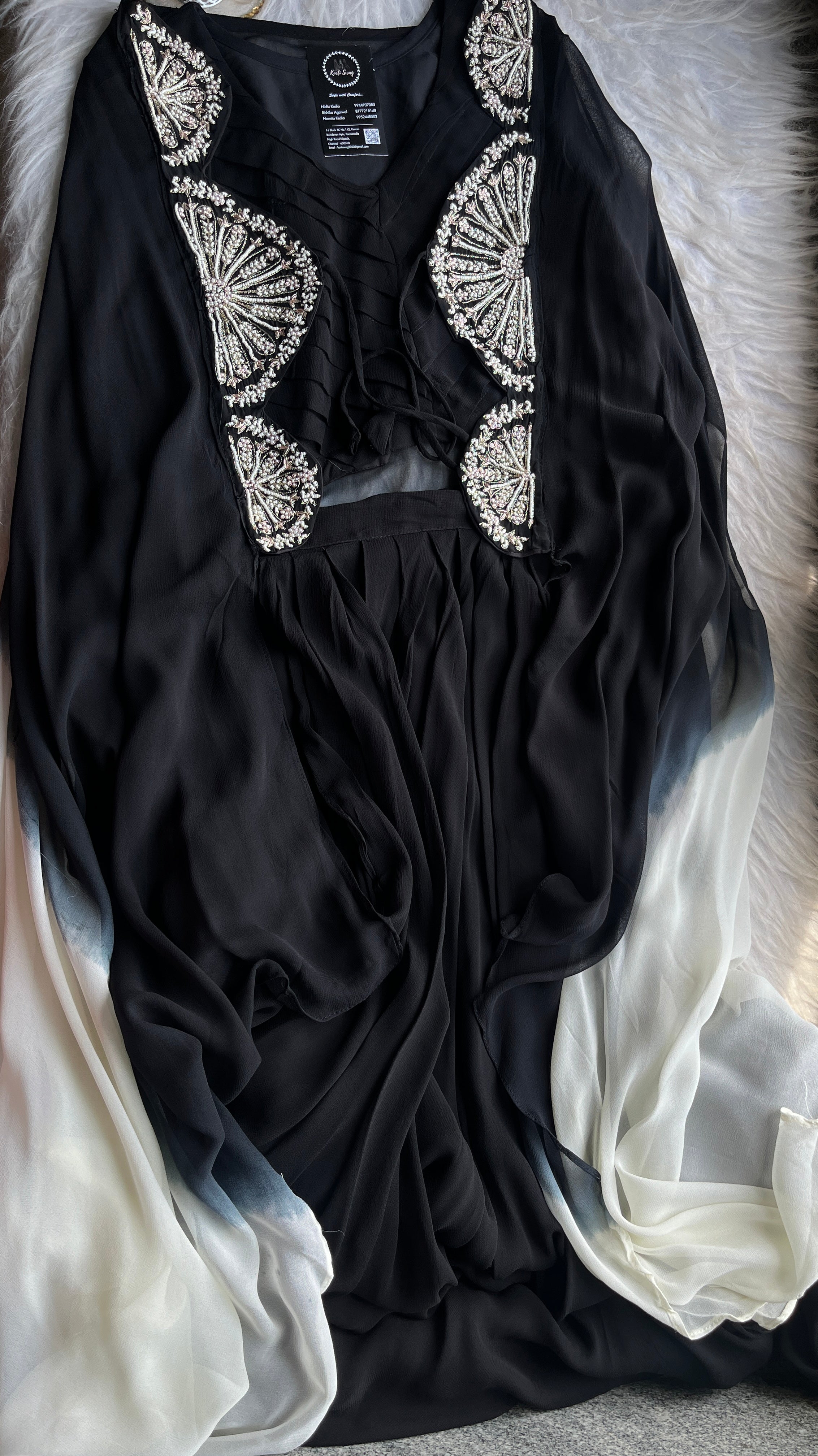“ALKA” Georgette Indowestern Dress With Handworked Cape ✨ | KurtiSwag