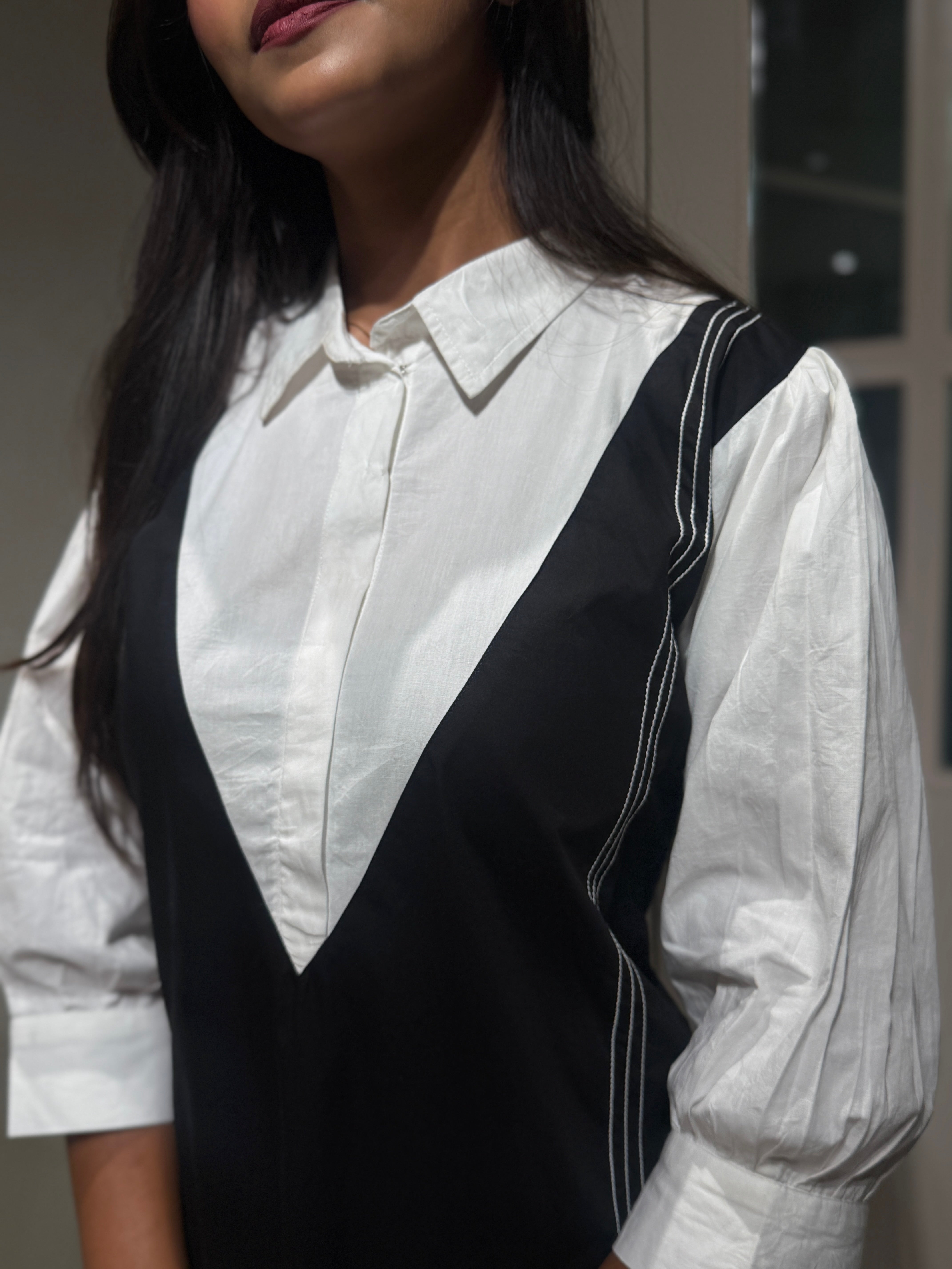 “SIDYA” Designer Malai Cotton Collared Dress With French Embroidery ✨ | KurtiSwag