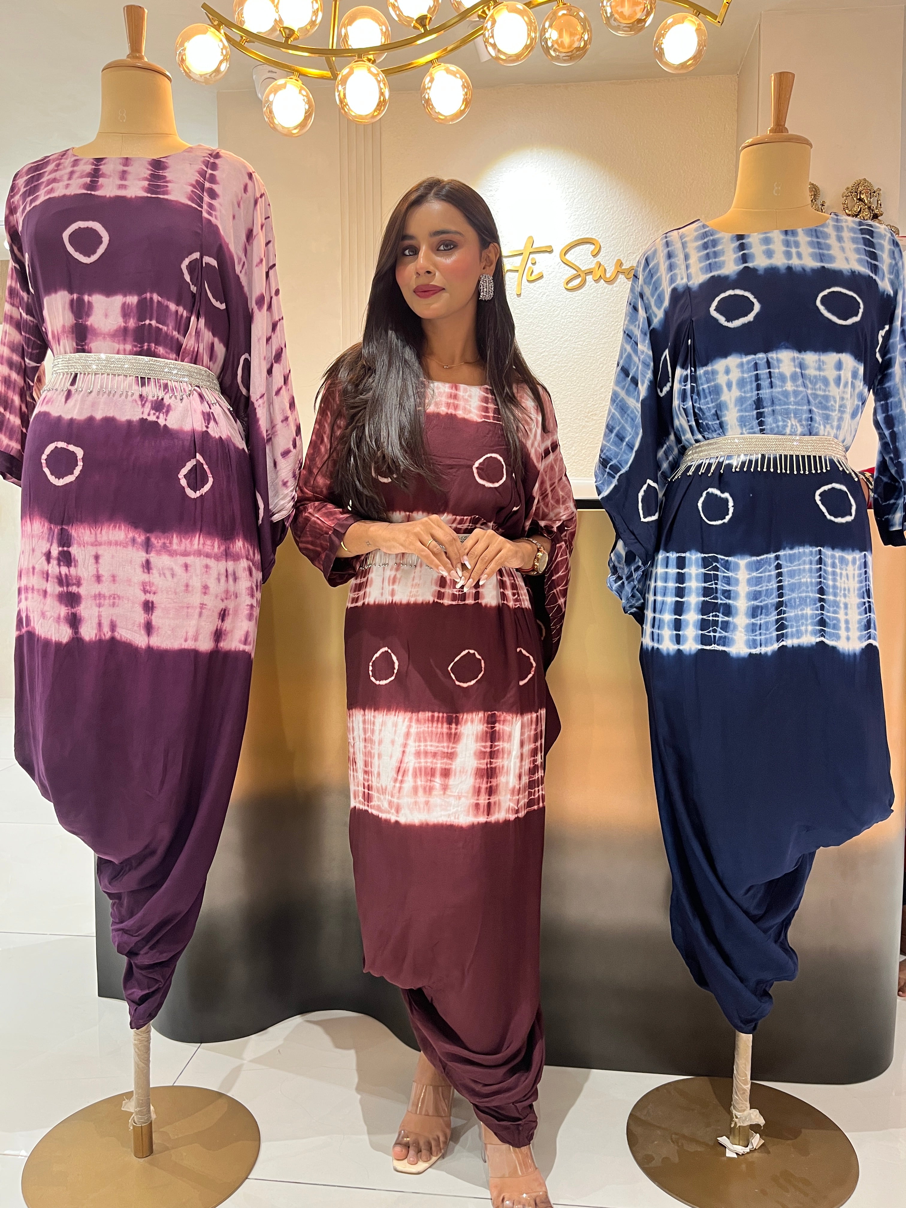 “SHINY” Tie & Dye Drape Style Indowestern Fit With Belt ✨💕 | KurtiSwag