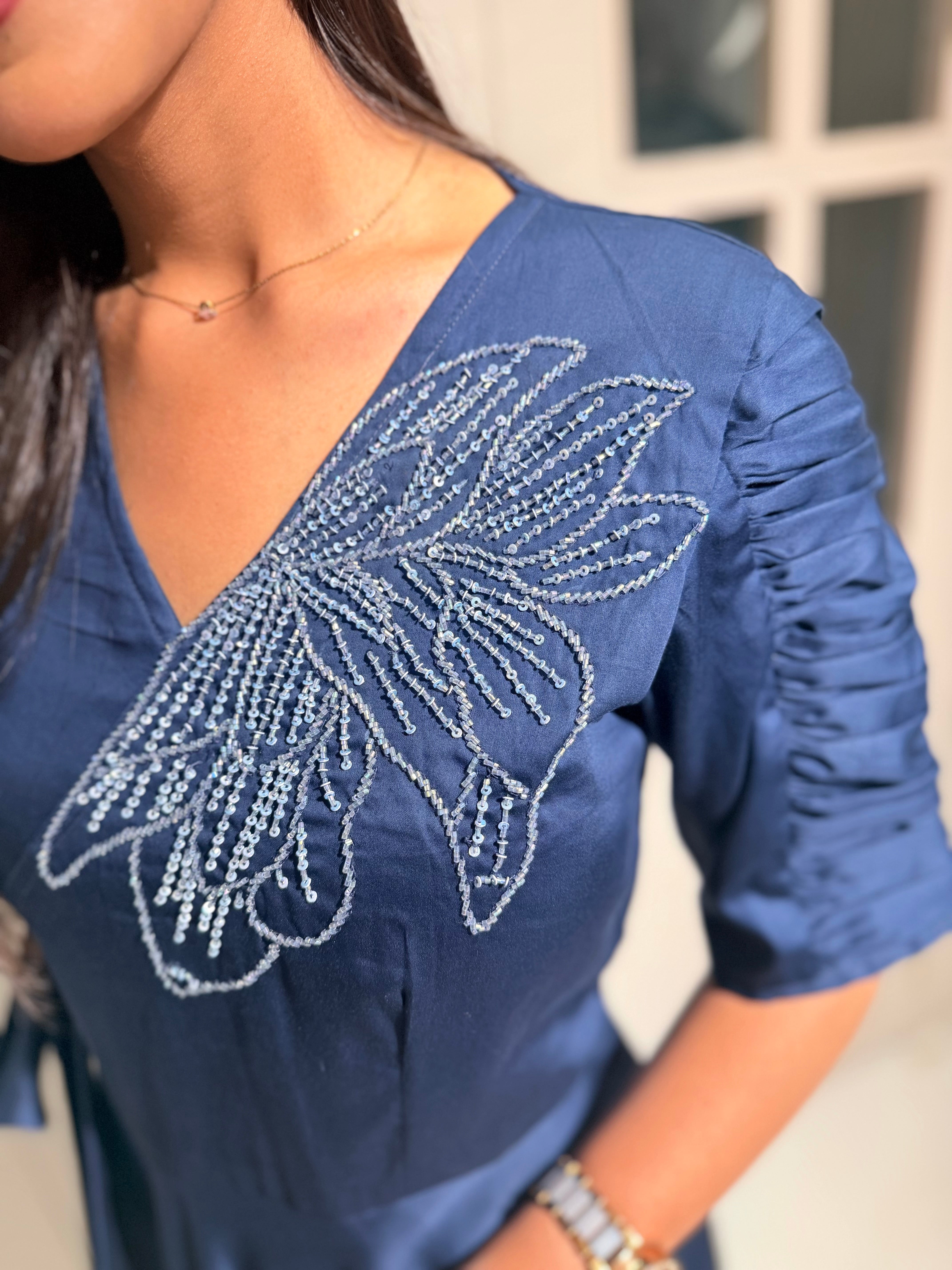 “ROYAL BLUE & MAROON” Flower Handwork Dress ✨🧿 | KurtiSwag