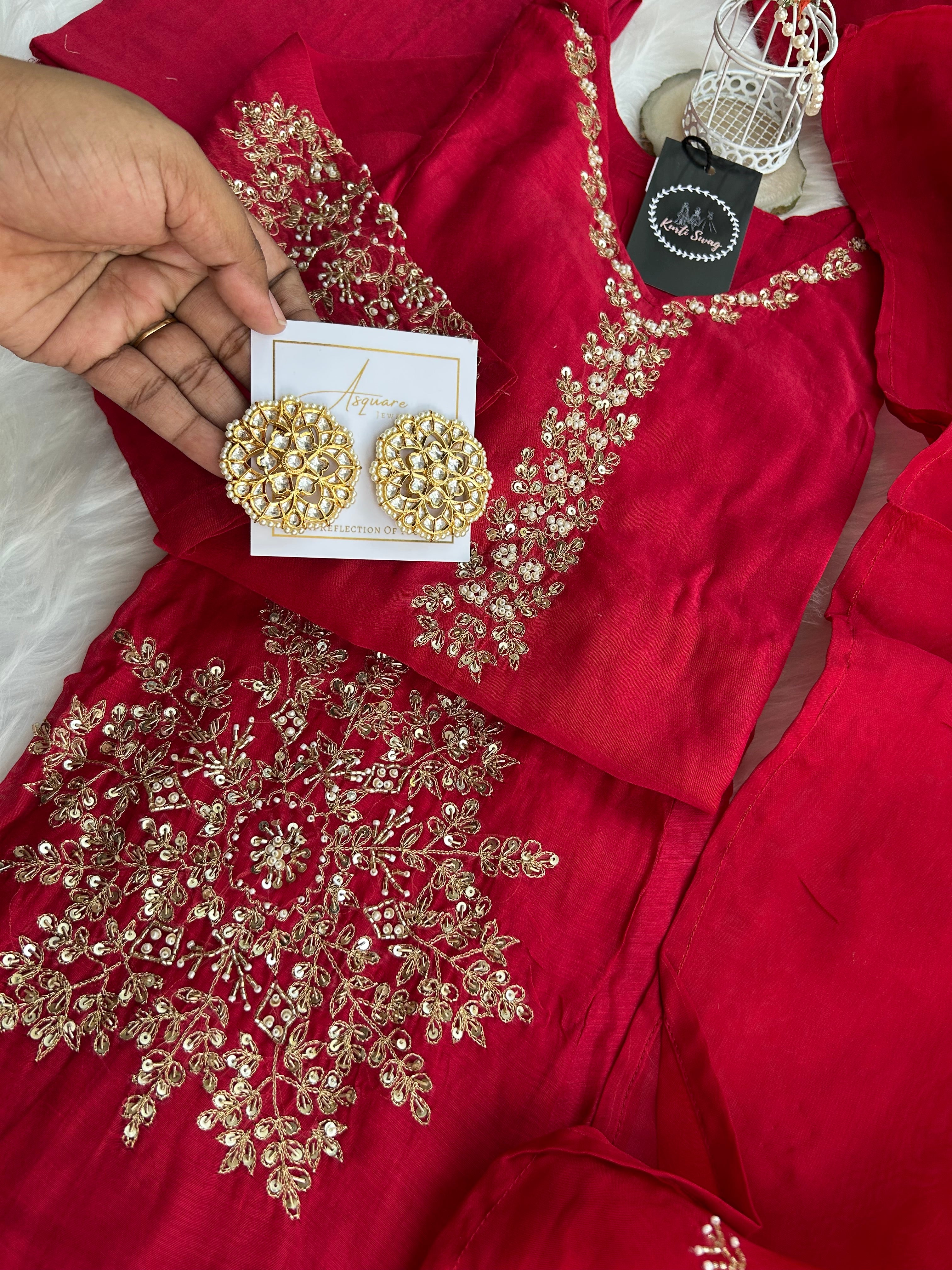“SNEHAL” Mul Chanderi Handwork Suit Set ✨♥️ | KurtiSwag