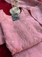 “BLUSH MINT” Soft Organza Chikankari Suit Set ✨💕 | KurtiSwag