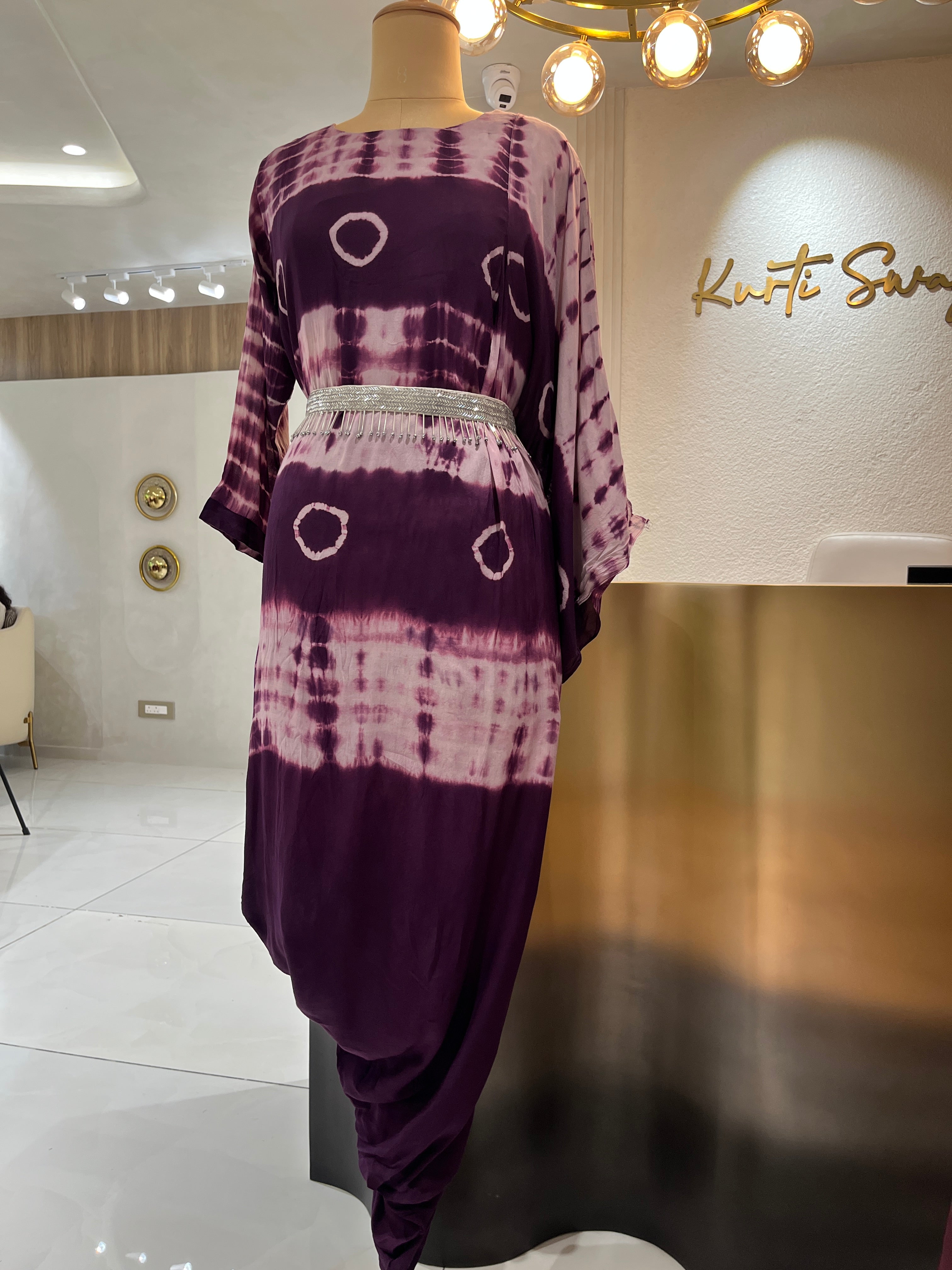 “SHINY” Tie & Dye Drape Style Indowestern Fit With Belt ✨💕 | KurtiSwag