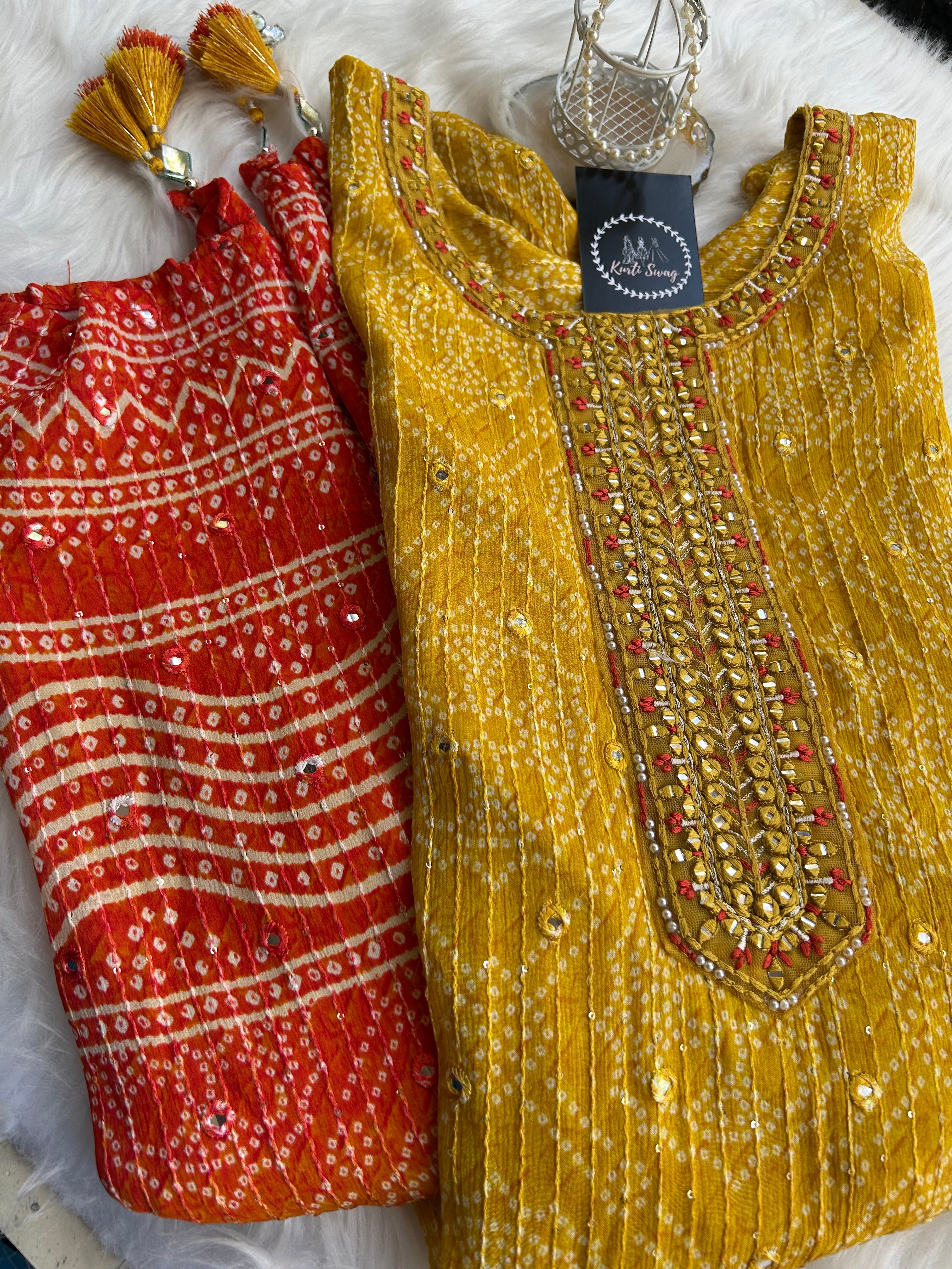 “YELLOW MELLOW” Premium Silk Kurta With Tassels ✨ | KurtiSwag