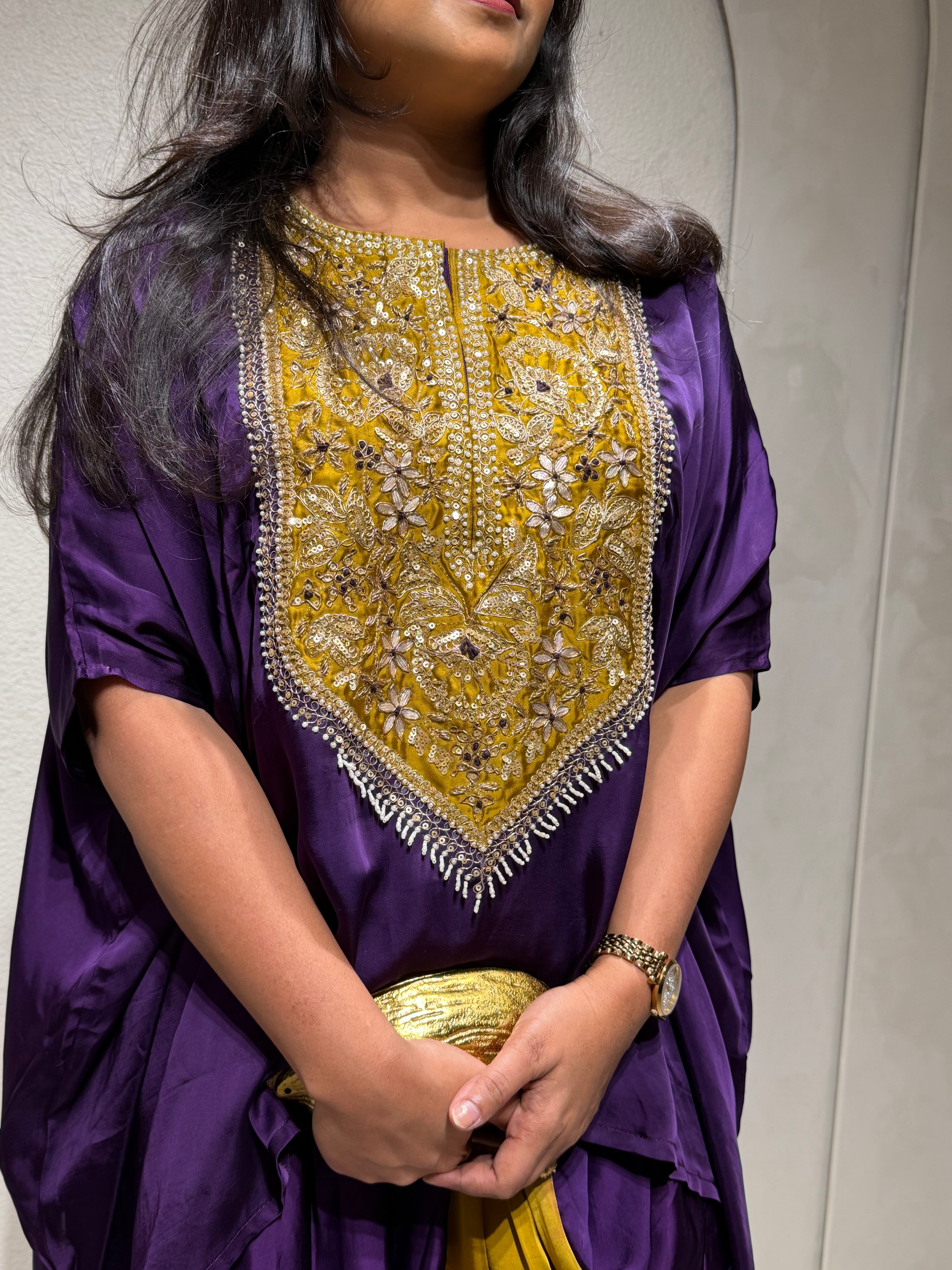 “PAARUL” Premium Festive Handwork Top With Cowl Drape Shaded Skirt - Indowestern 💕✨ | KurtiSwag