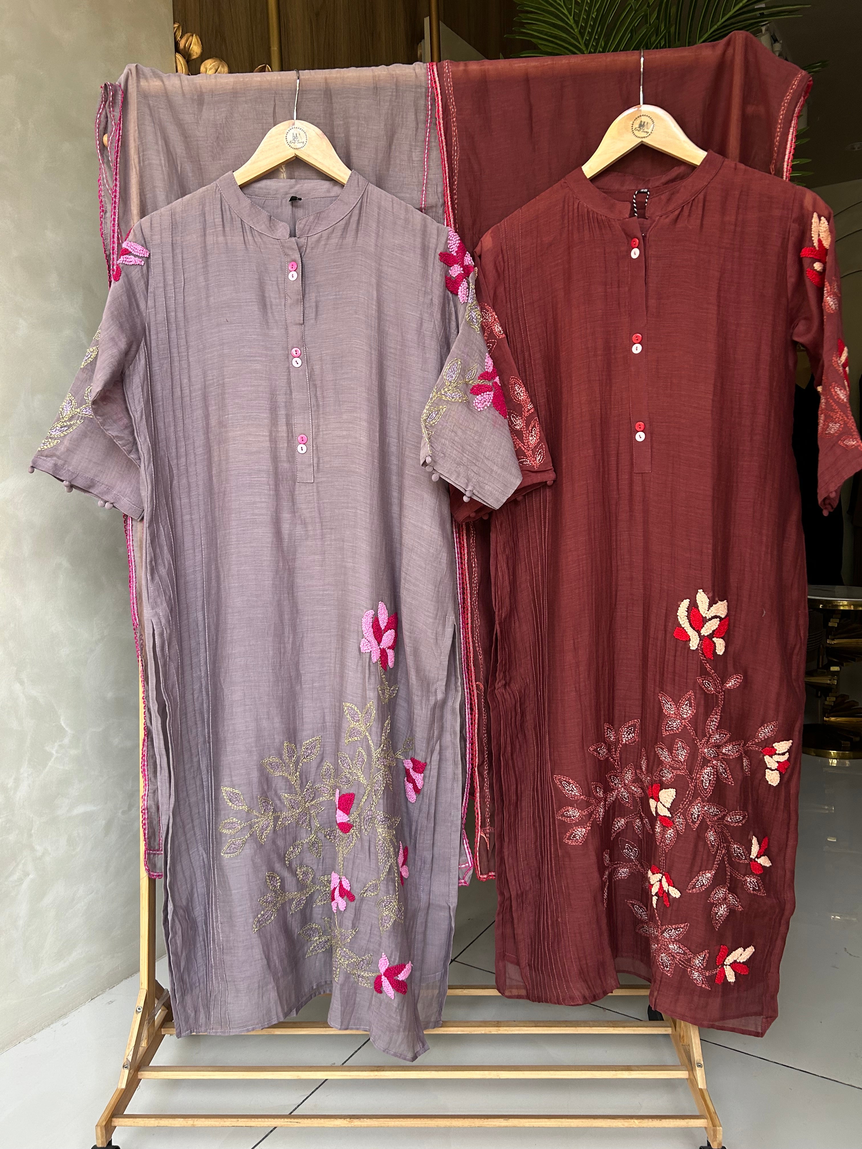 “ERICA” Mul Chanderi A Line Suit Set 💕✨ | KurtiSwag