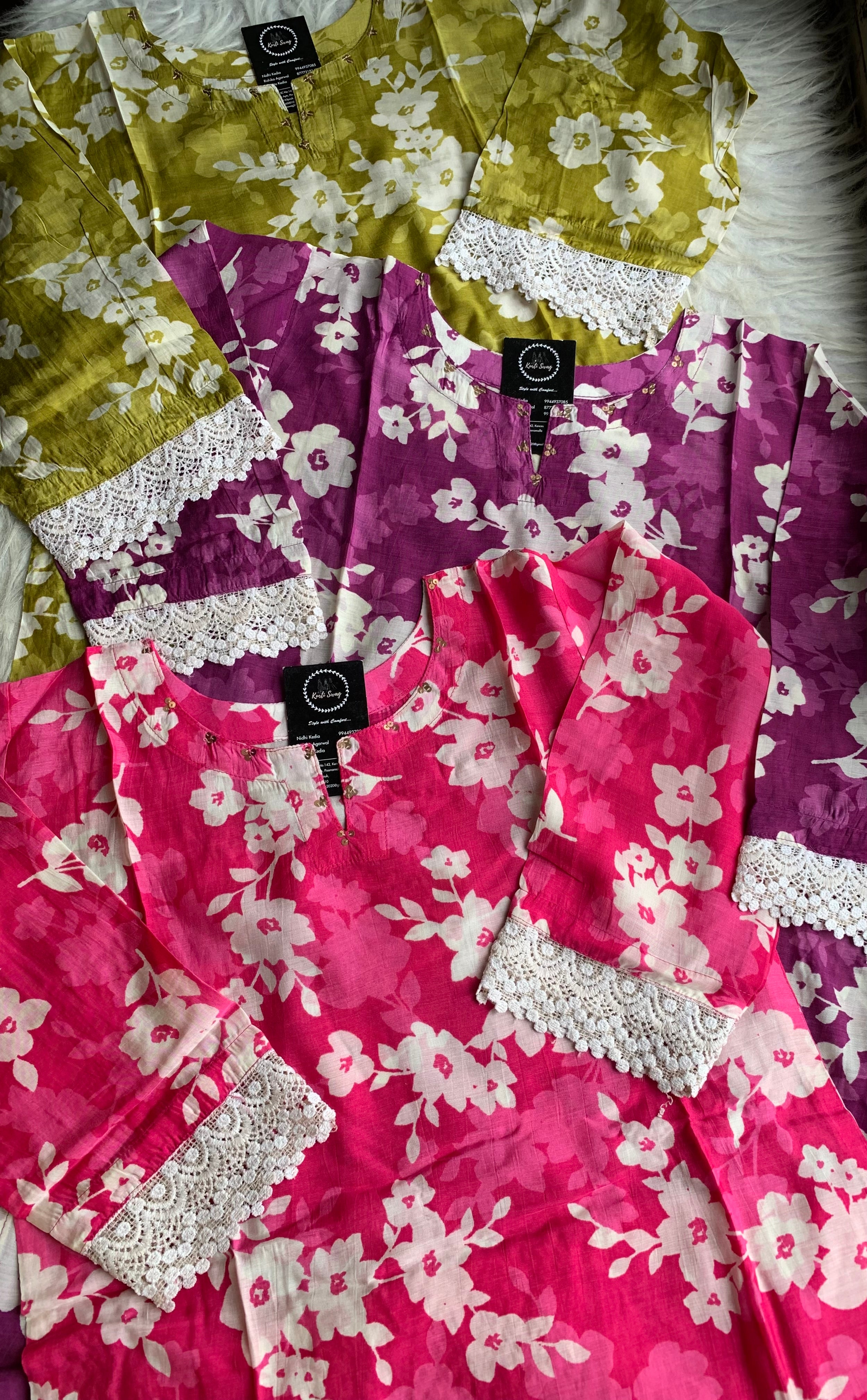 “SUNAINA” Floral Muslin Kurta Pant Set ✨ | KurtiSwag