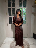 “ROSES” Indowestern Dress In Brown ✨ | KurtiSwag