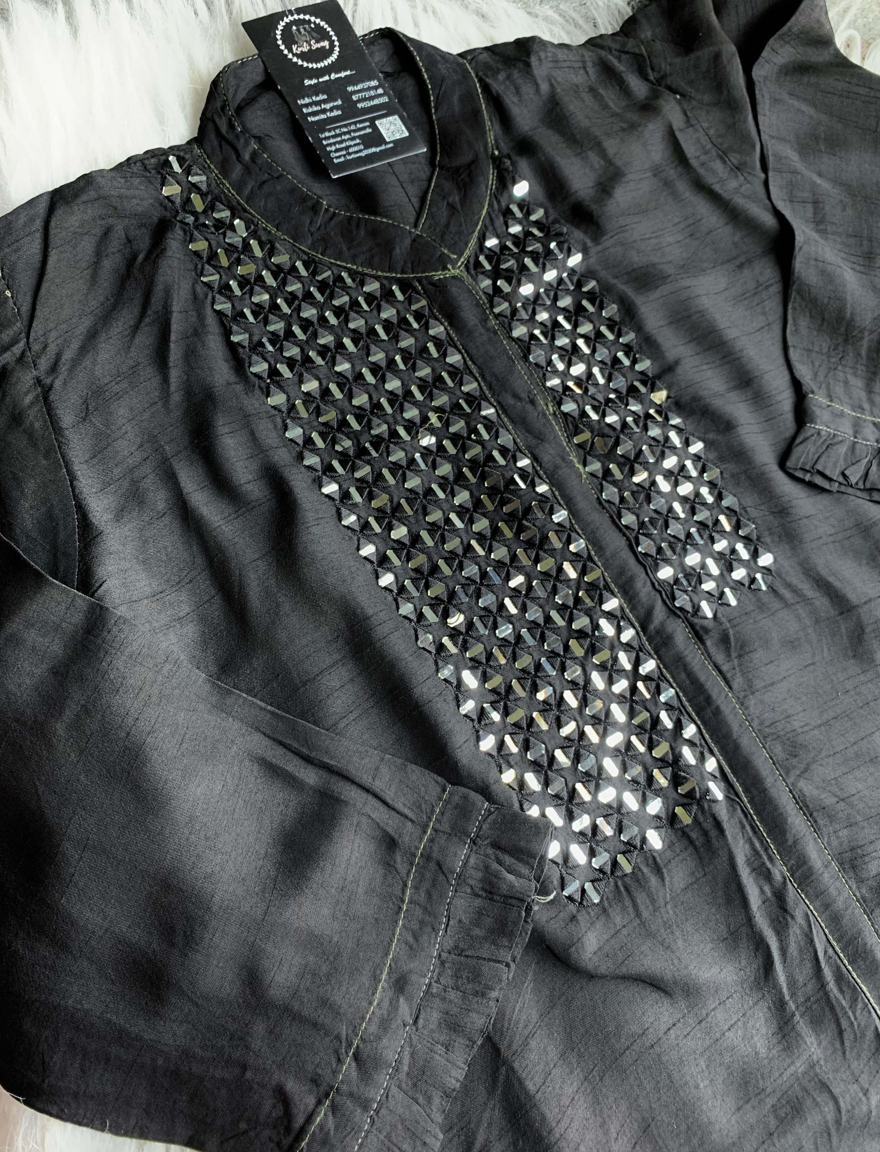 “SHEESHA” Mirror Work Dola Silk Kurta & Pant Set 🖤 | KurtiSwag