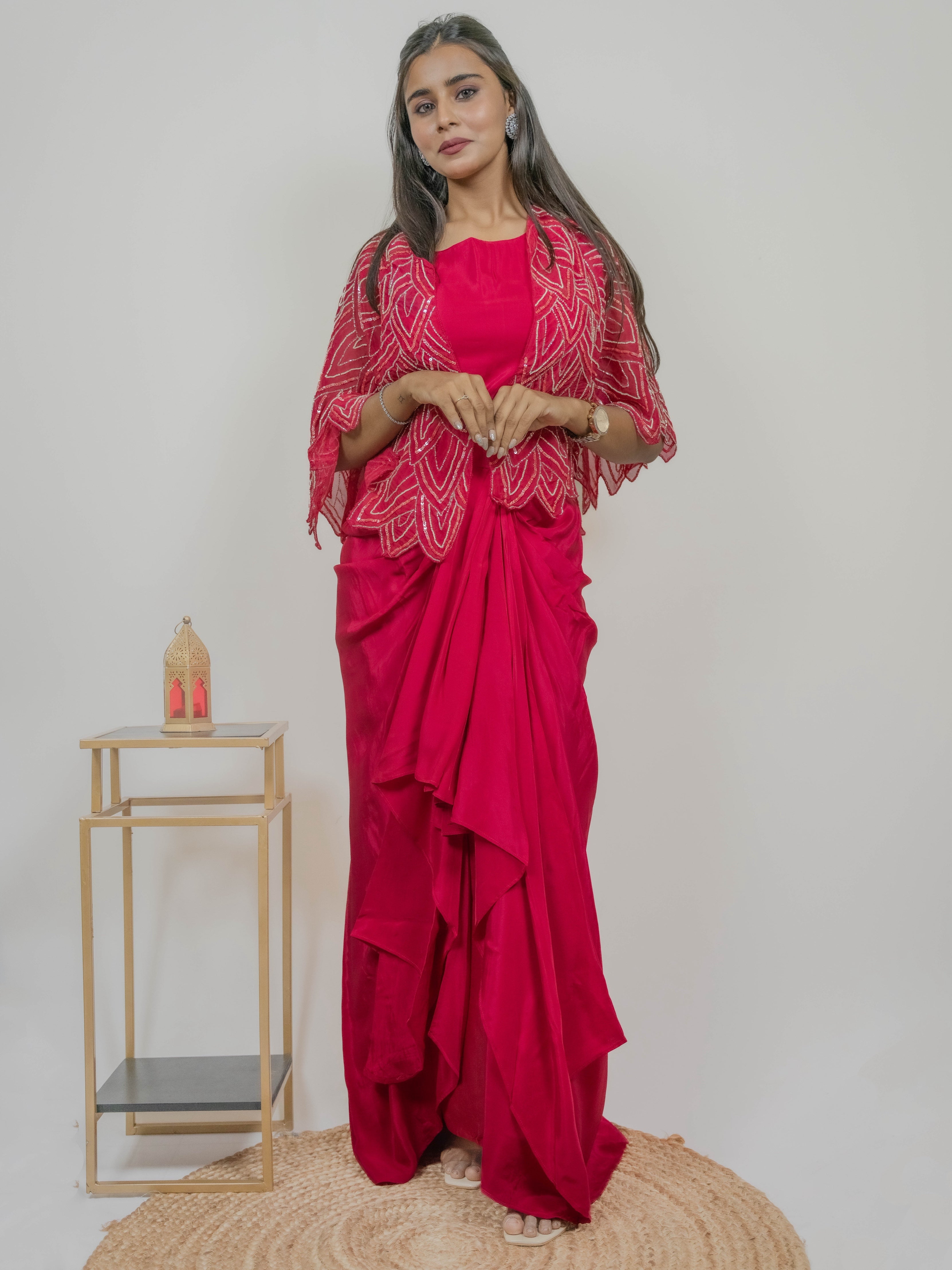 “SHARVARI” Indowestern Drape Skirt And Crop Top ✨💕 | KurtiSwag