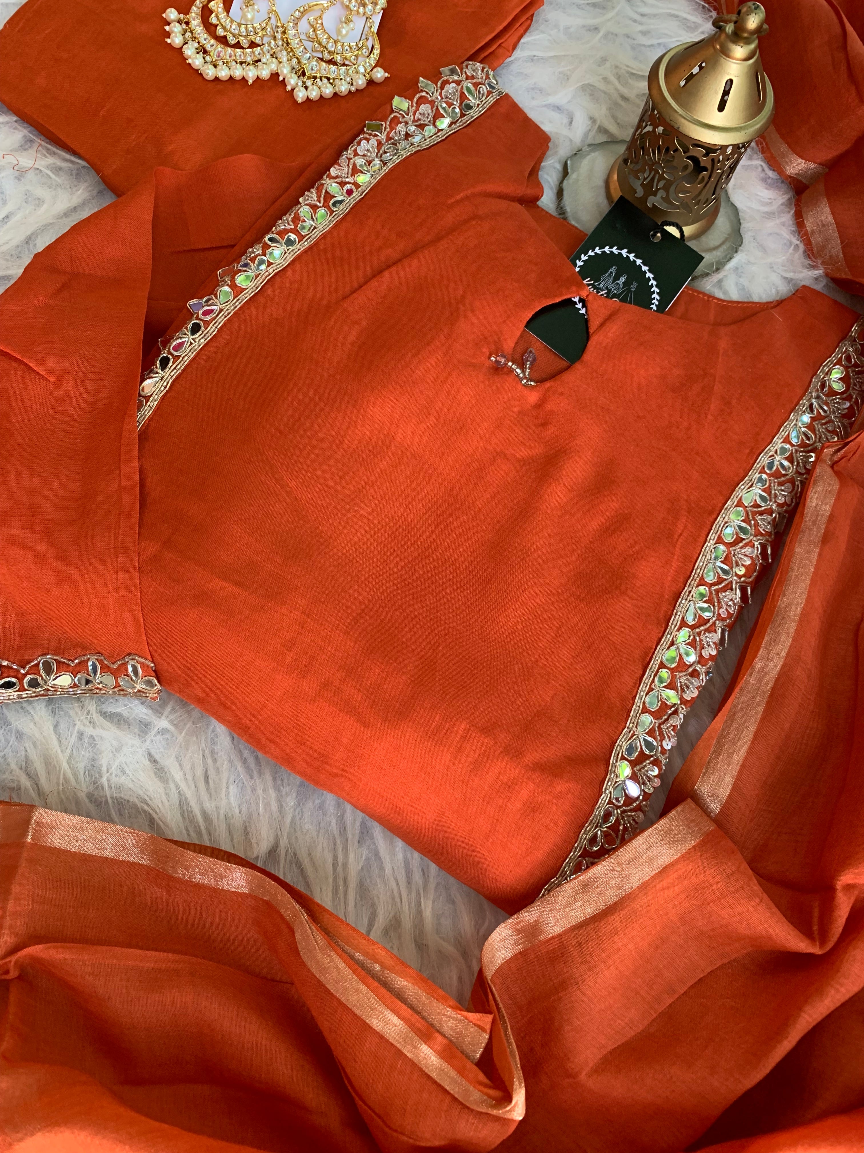 “SAHARA” Mirror Embellished Mul Chanderi Suit Set ✨♥️ | KurtiSwag