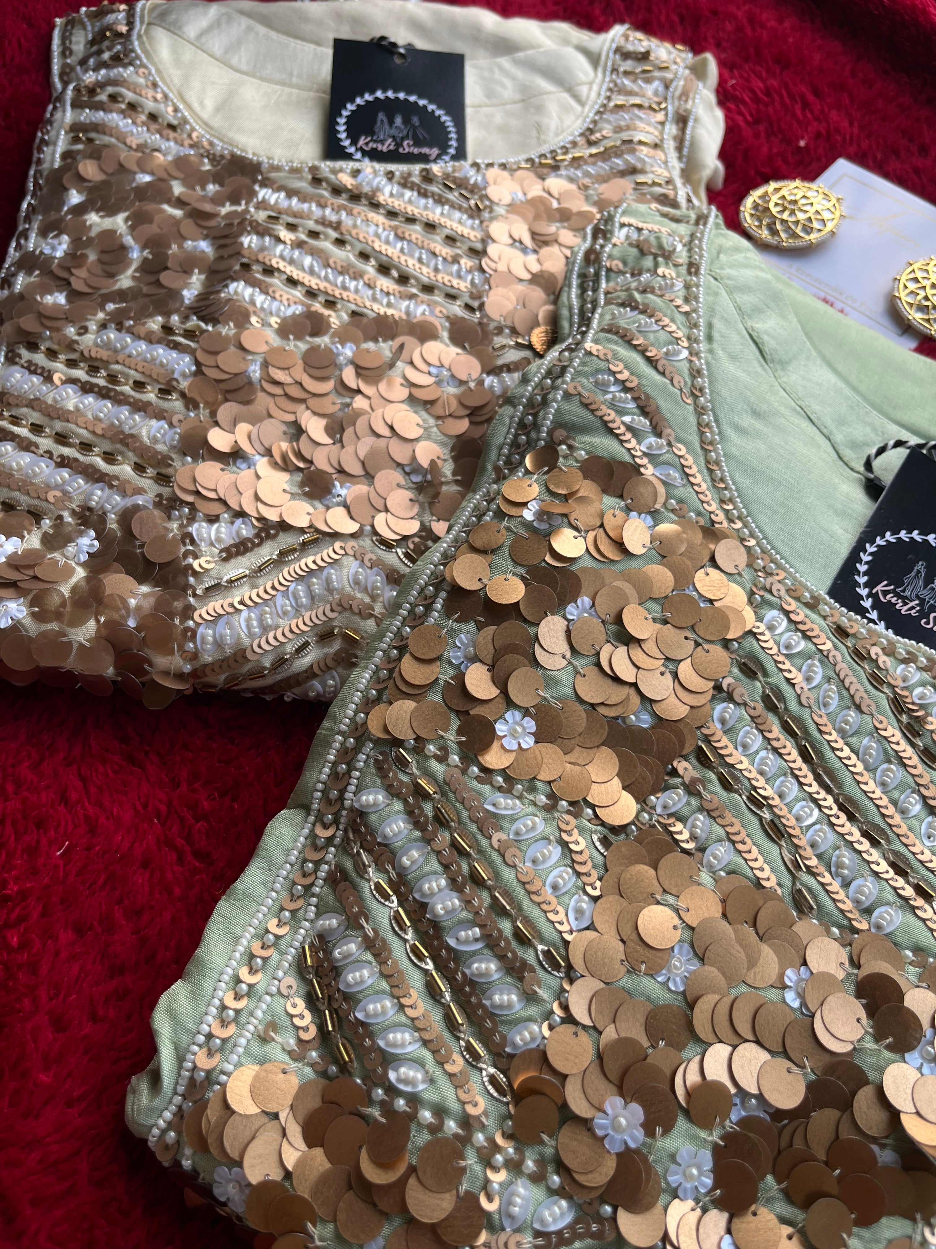 “RIHAANA” Dola Silk Sequence Suit Set ✨💕 | KurtiSwag