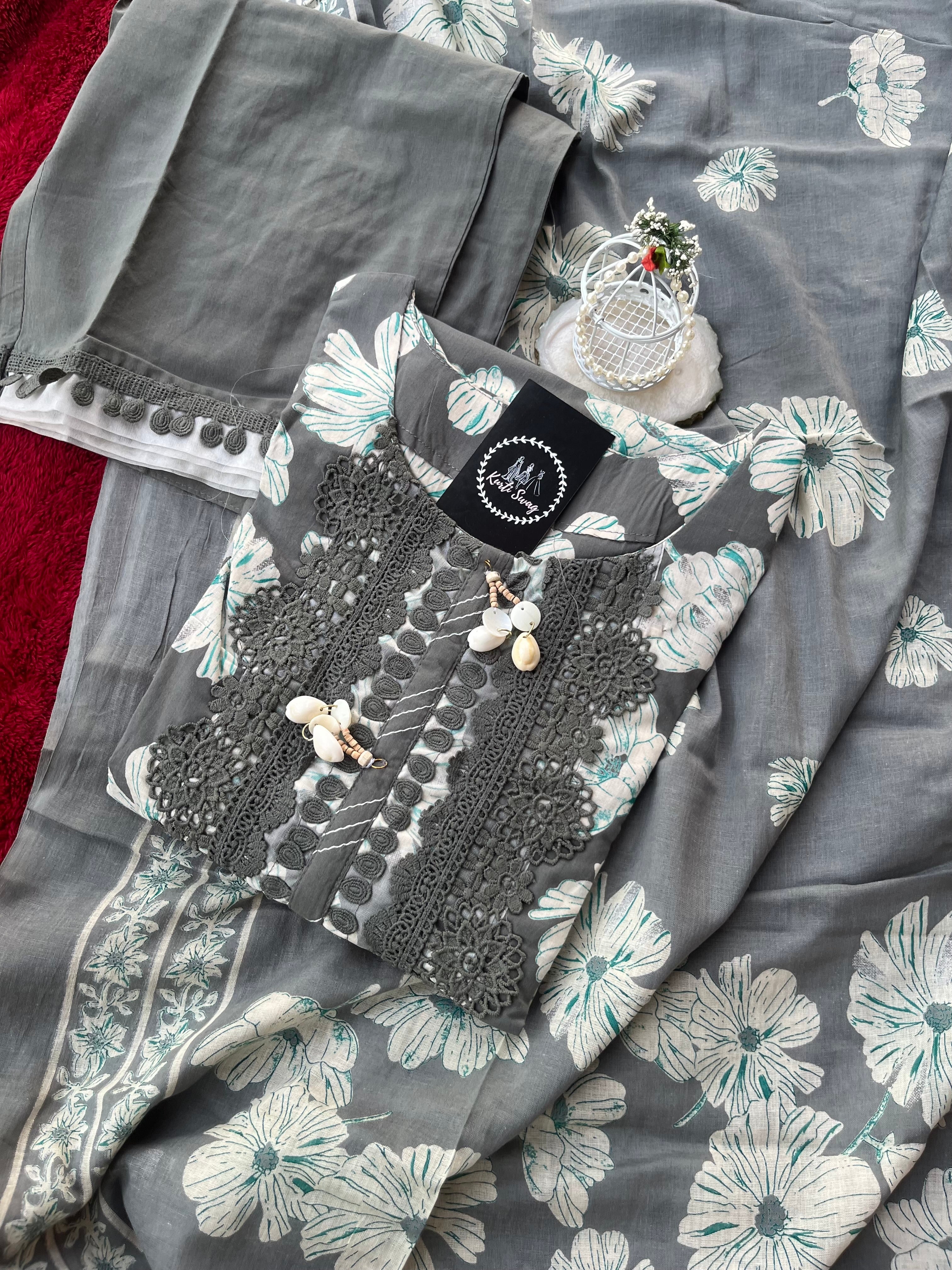“LACE LUXE” Premium Cotton Kurta Suit Set✨💕 | KurtiSwag