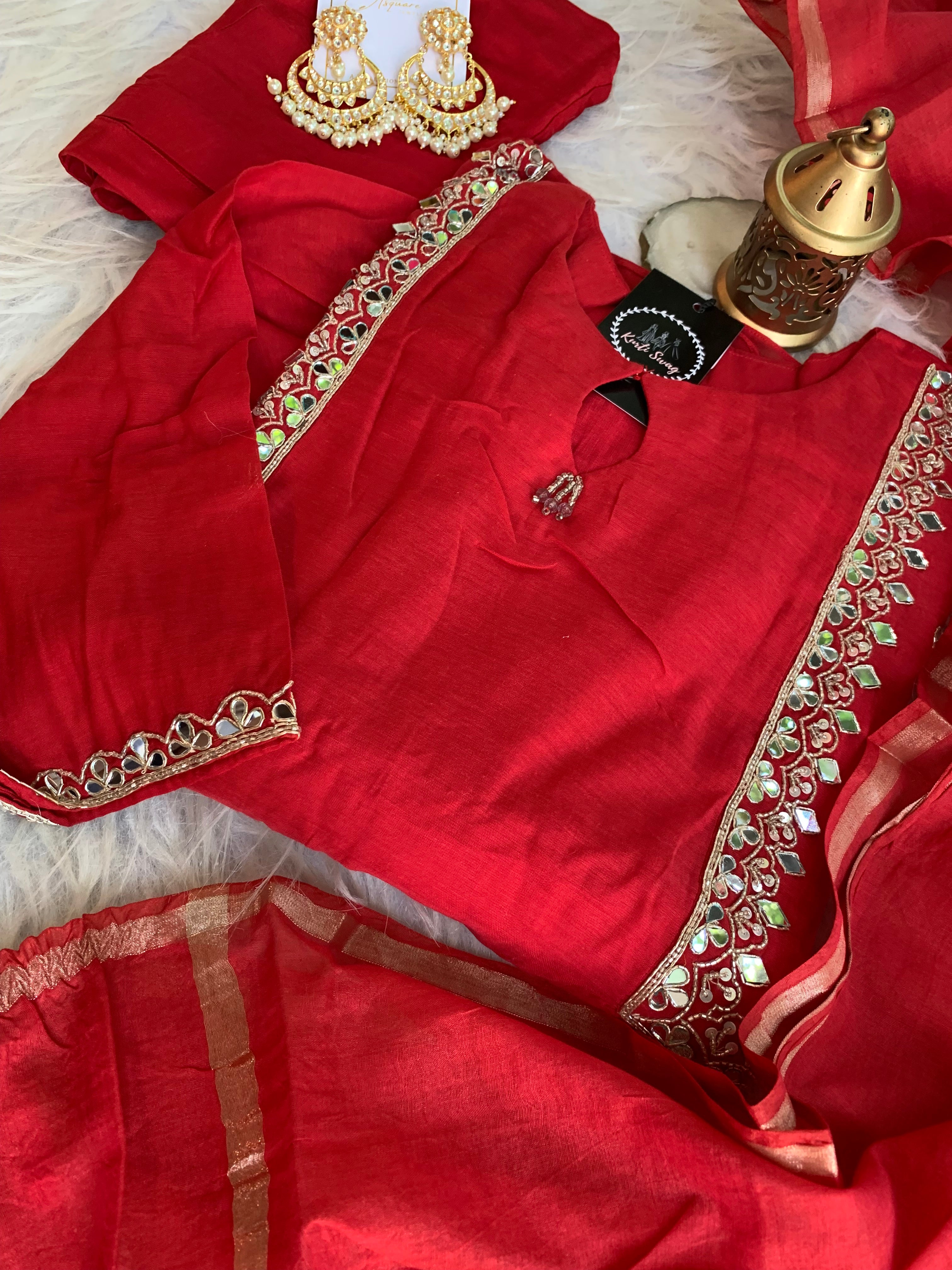 “SAHARA” Mirror Embellished Mul Chanderi Suit Set ✨♥️ | KurtiSwag