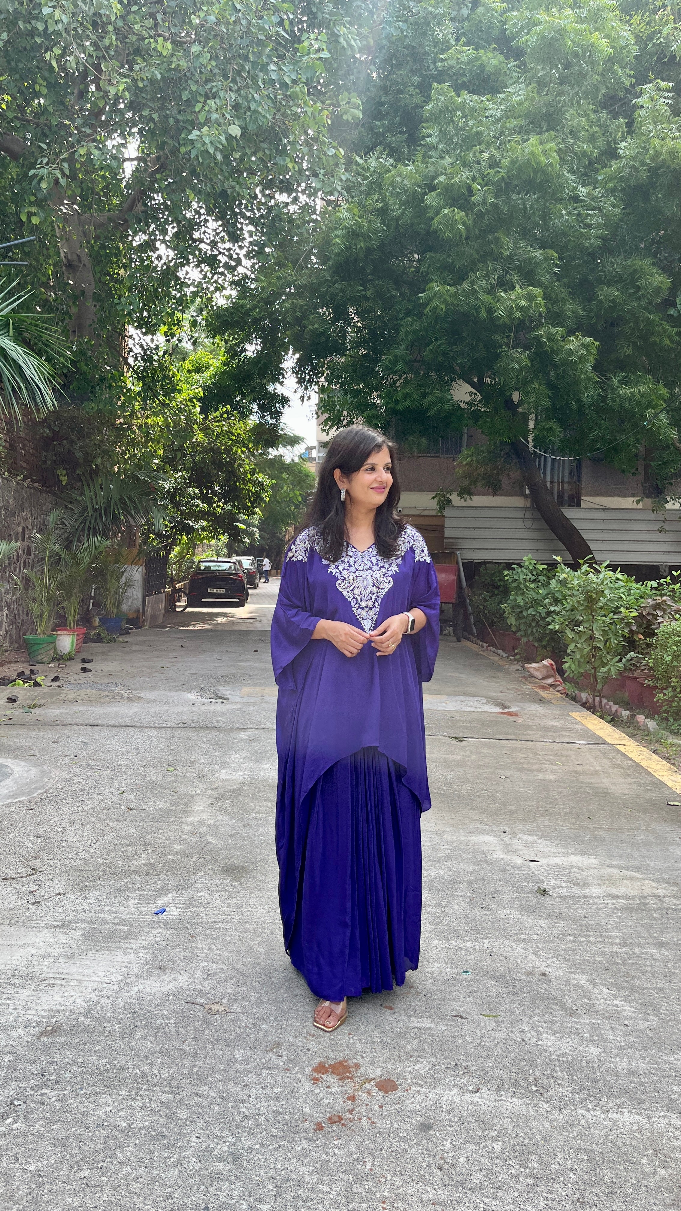 “SANA” Purple Indo Western Kaftan & Drape Skirt ✨🧿 | KurtiSwag
