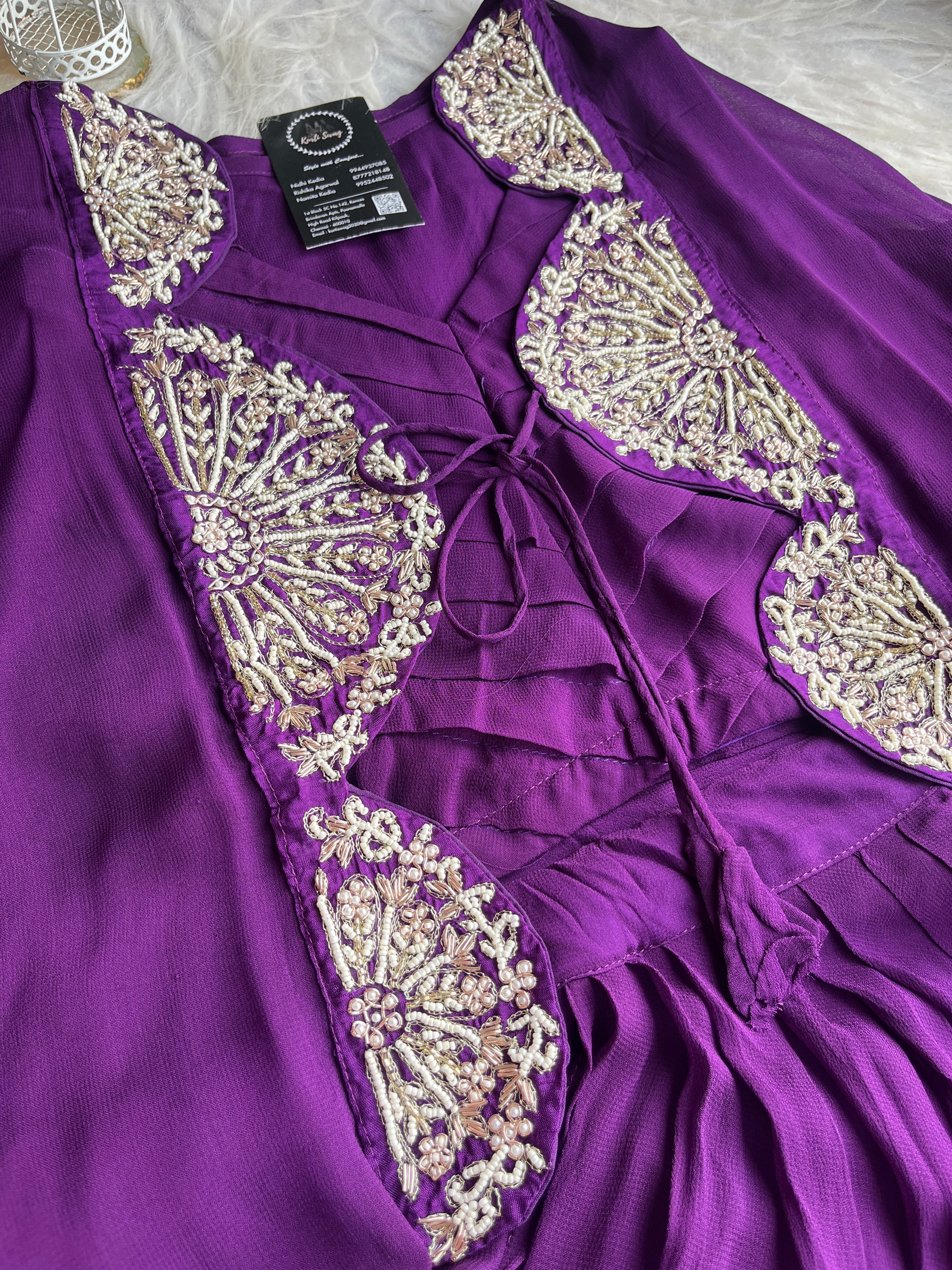 “ALKA” Georgette Indowestern Dress With Handworked Cape ✨ | KurtiSwag