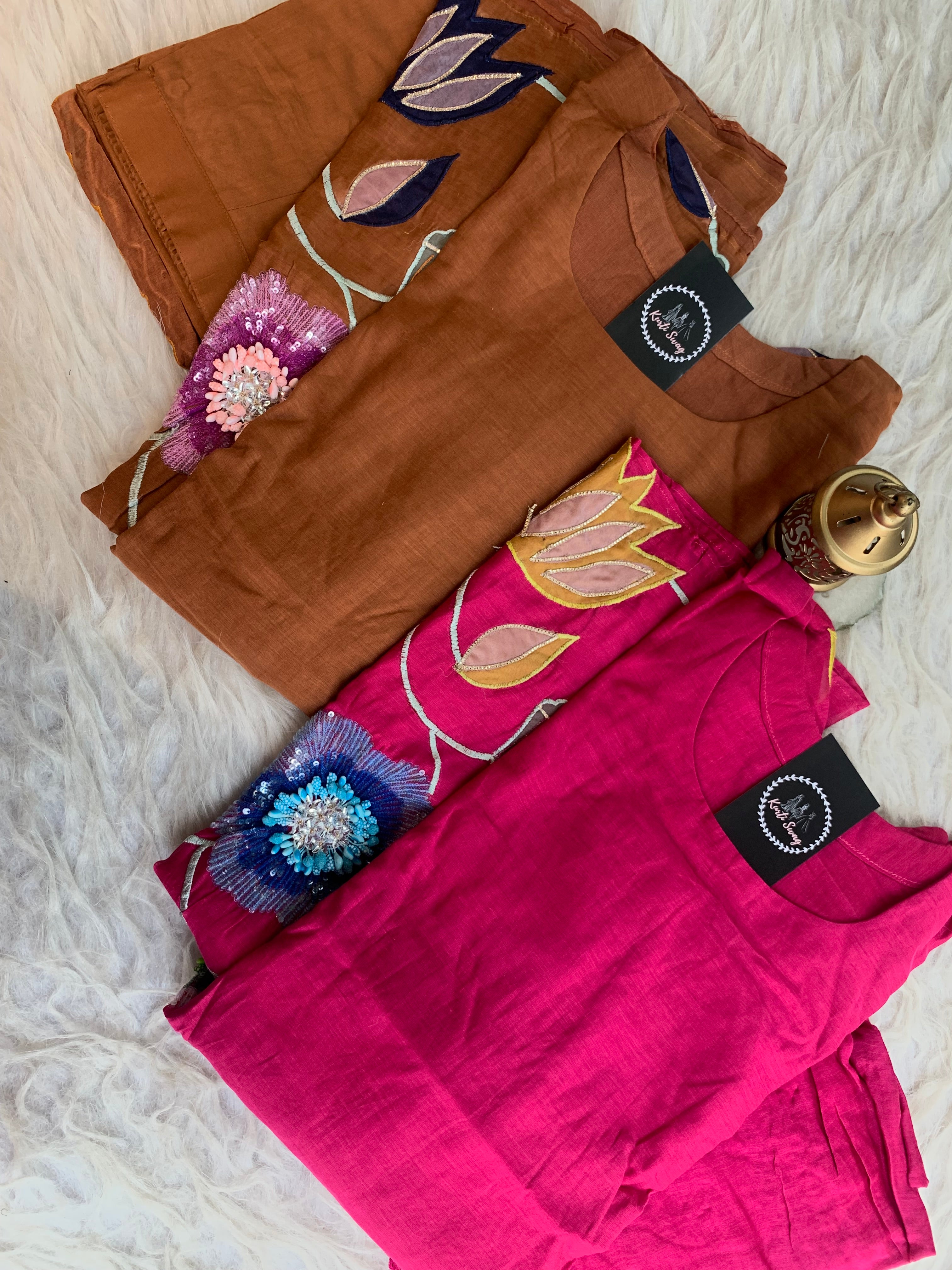 “DHANUJA” Mul Chanderi Applique Suit Set ✨💕 | KurtiSwag