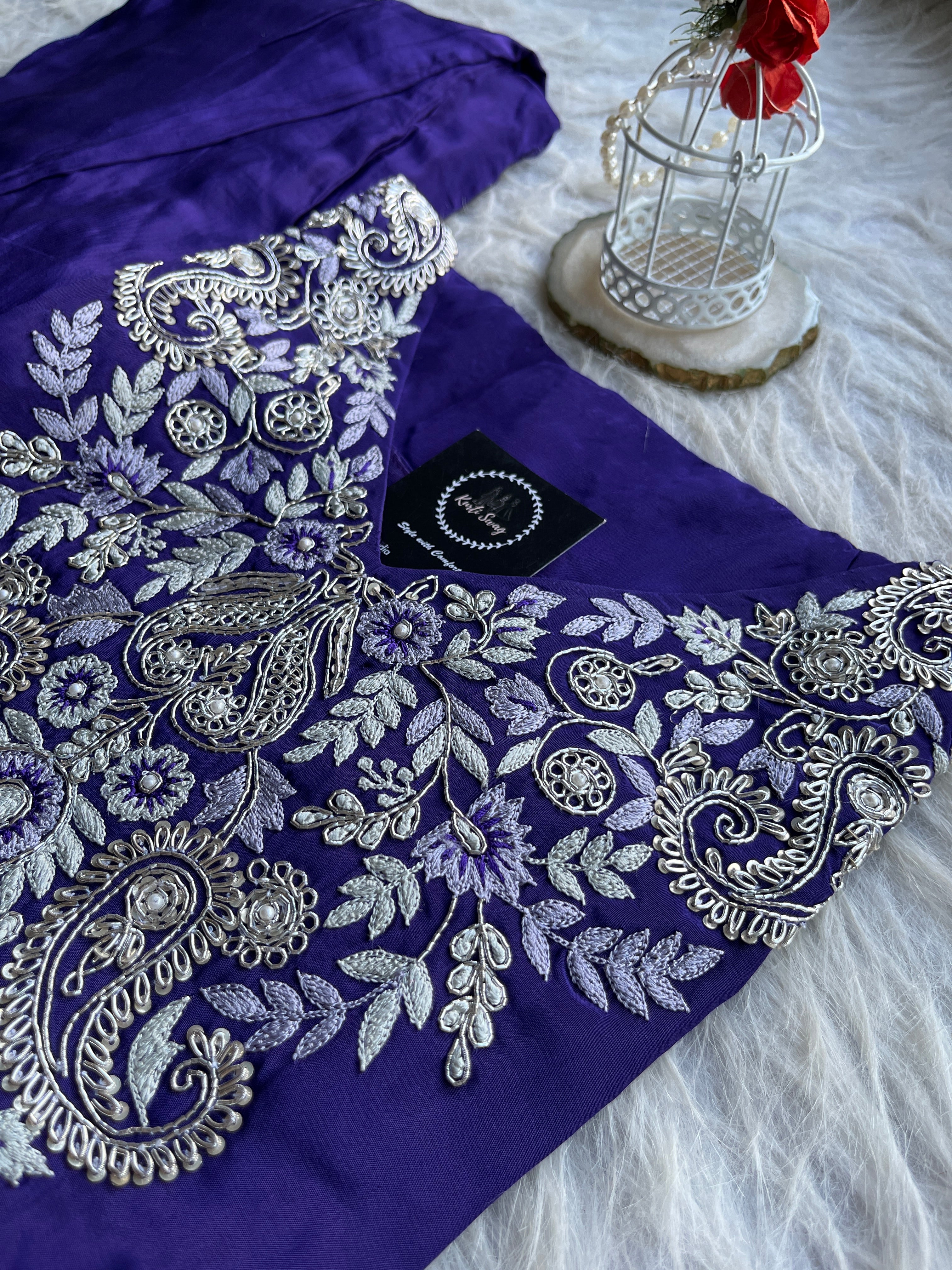 “SANA” Purple Indo Western Kaftan & Drape Skirt ✨🧿 | KurtiSwag
