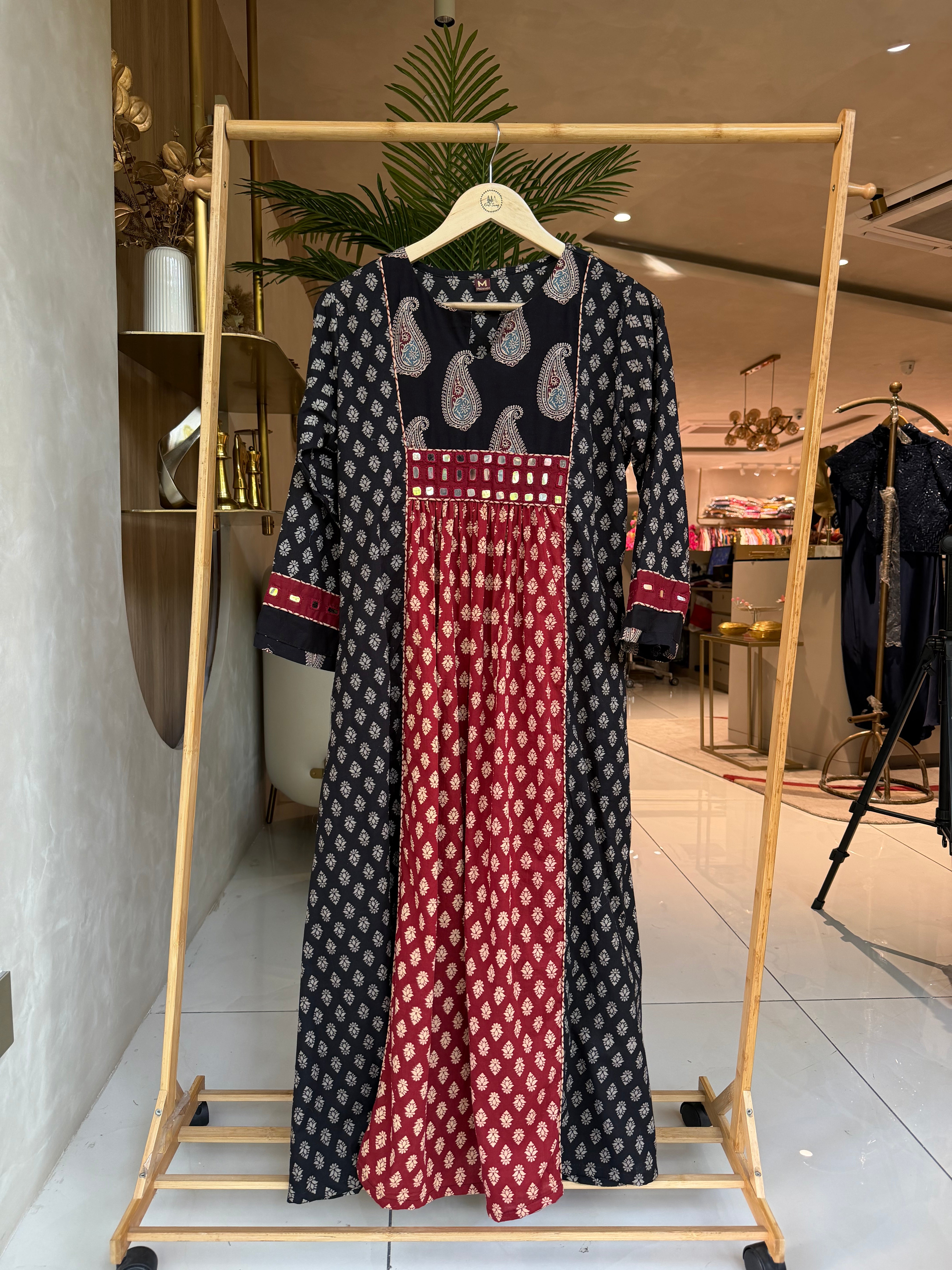 “AJRAKH MIRROR” Cotton Dress 👗 | KurtiSwag