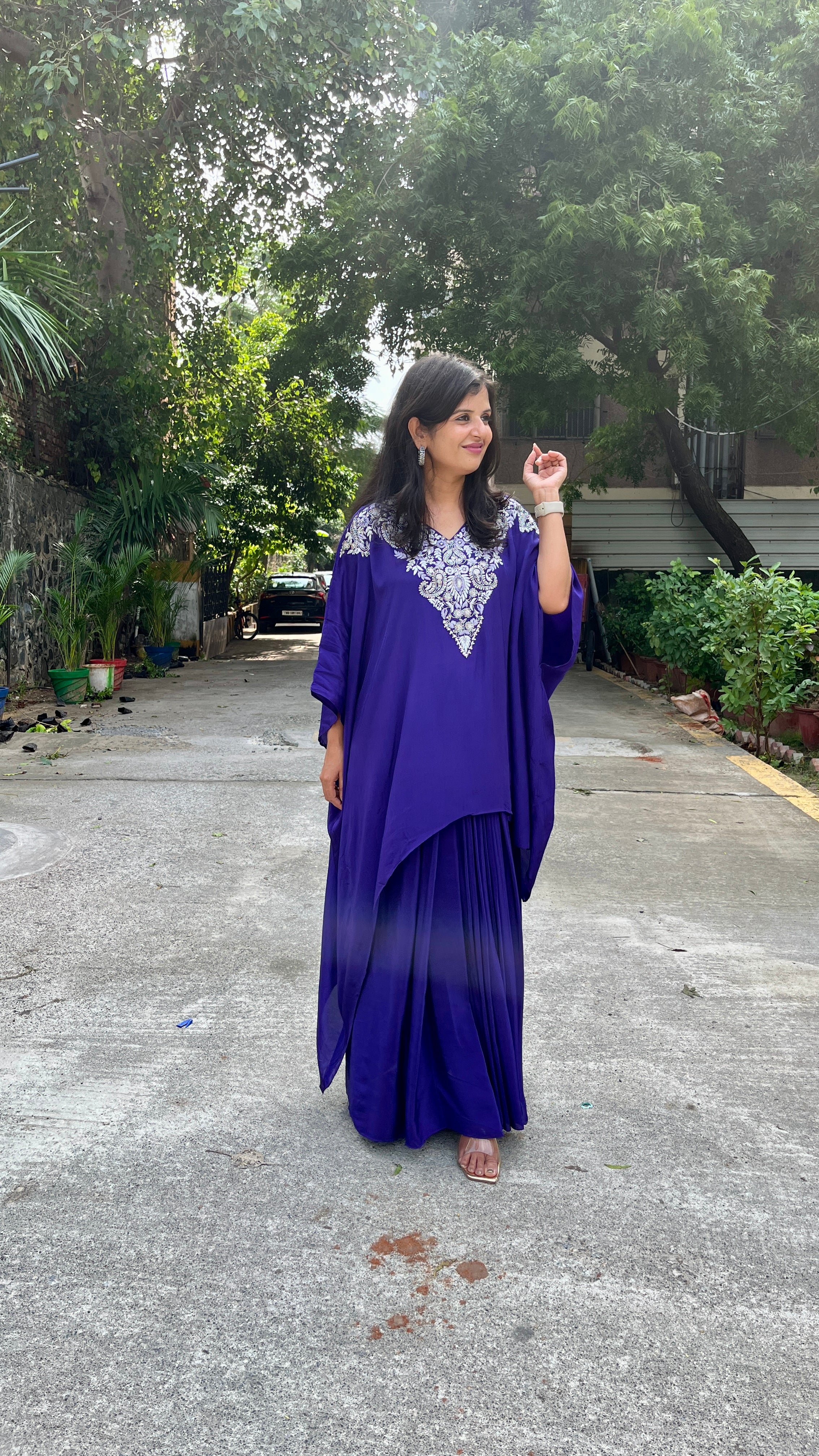 “SANA” Purple Indo Western Kaftan & Drape Skirt ✨🧿 | KurtiSwag