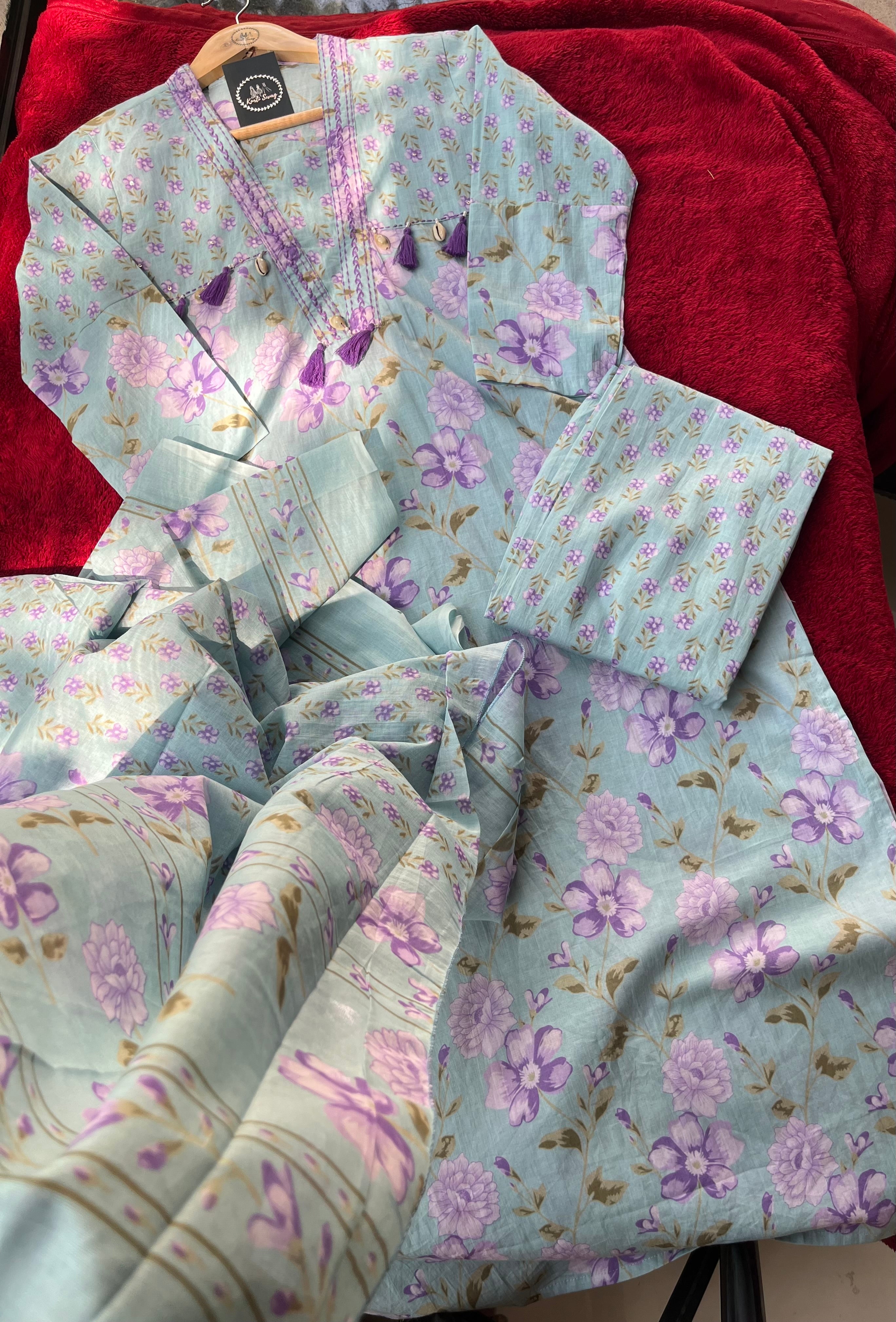 “PHOOL GARDEN” Cotton Printed Kurta Set | KurtiSwag
