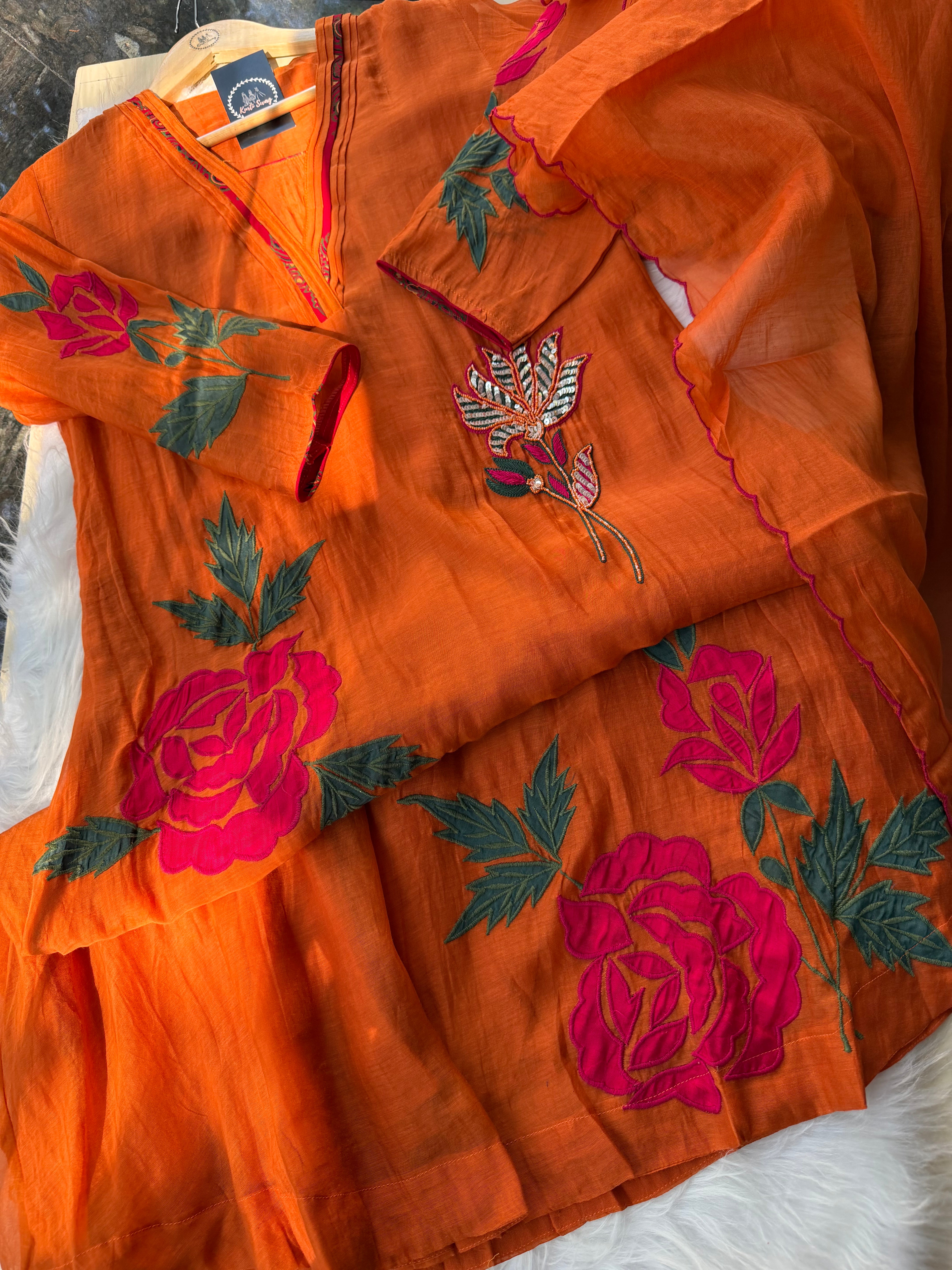 “ASHA” Premium Mul Chanderi Applique Suit Set ✨🧿 | KurtiSwag