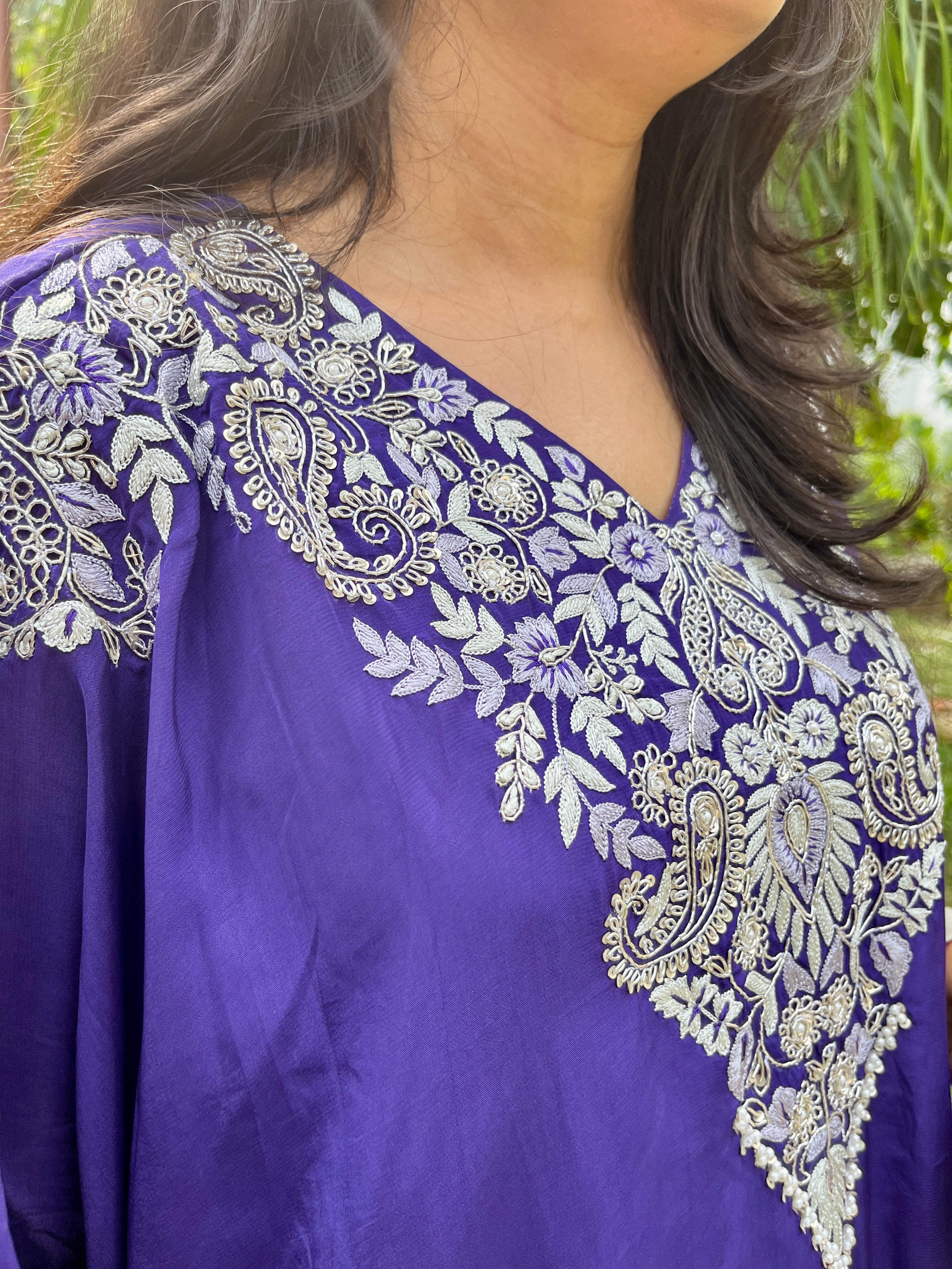 “SANA” Purple Indo Western Kaftan & Drape Skirt ✨🧿 | KurtiSwag
