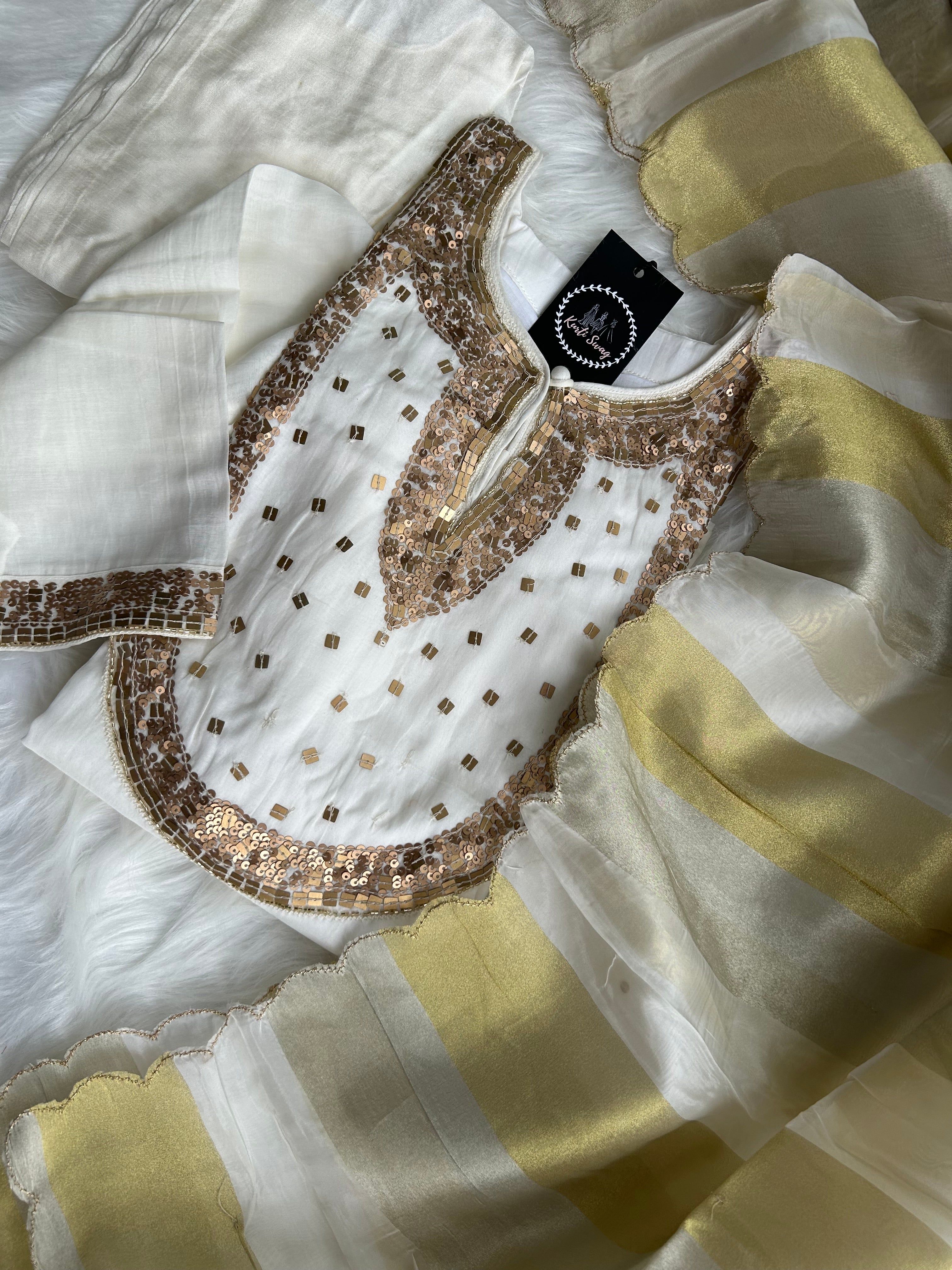 “ROSHNI” Mul Chanderi Sequence Embellished Suit Set ✨💕 | KurtiSwag