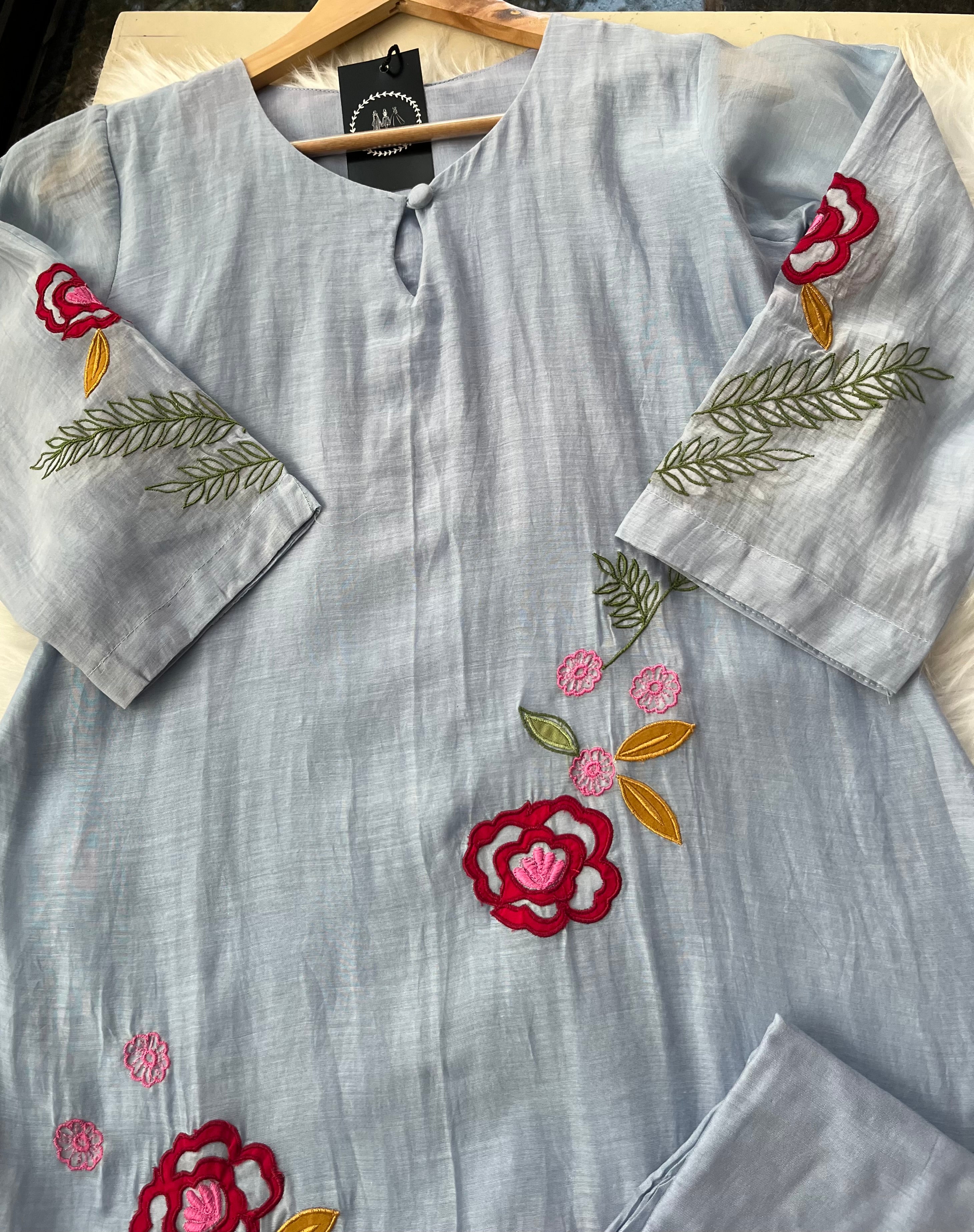 “BLOSSOM” Mul Chanderi A Line Kurta Pant Set ✨ | KurtiSwag