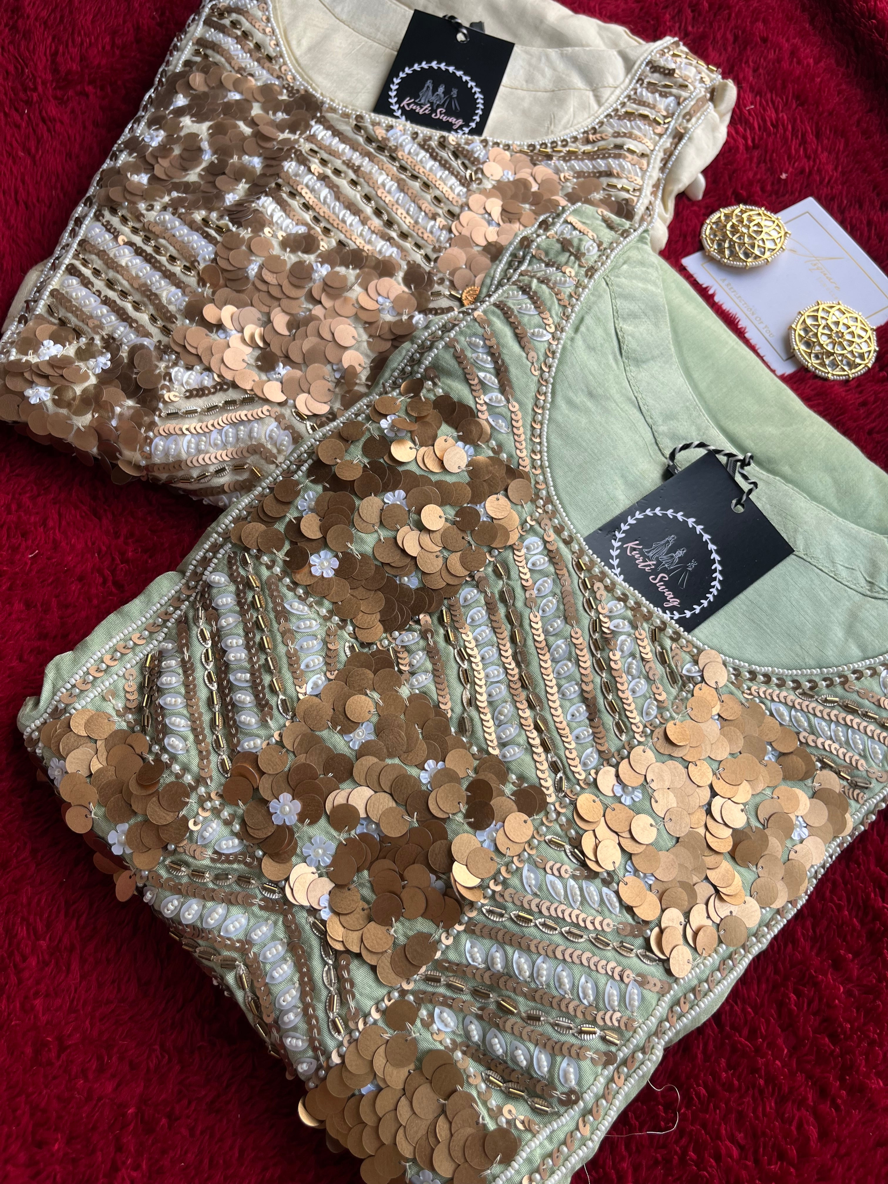 “RIHAANA” Dola Silk Sequence Suit Set ✨💕 | KurtiSwag