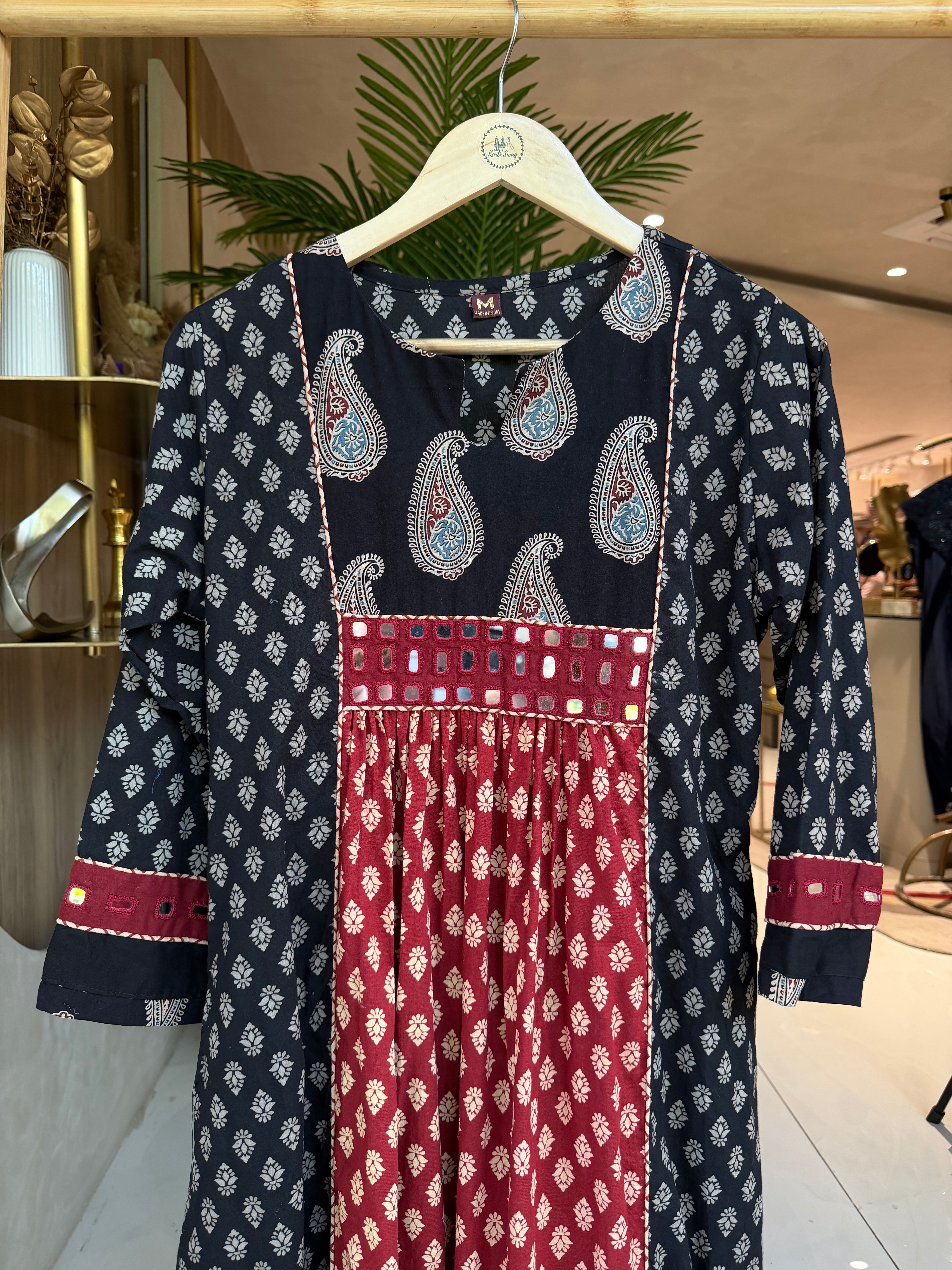 “AJRAKH MIRROR” Cotton Dress 👗 | KurtiSwag