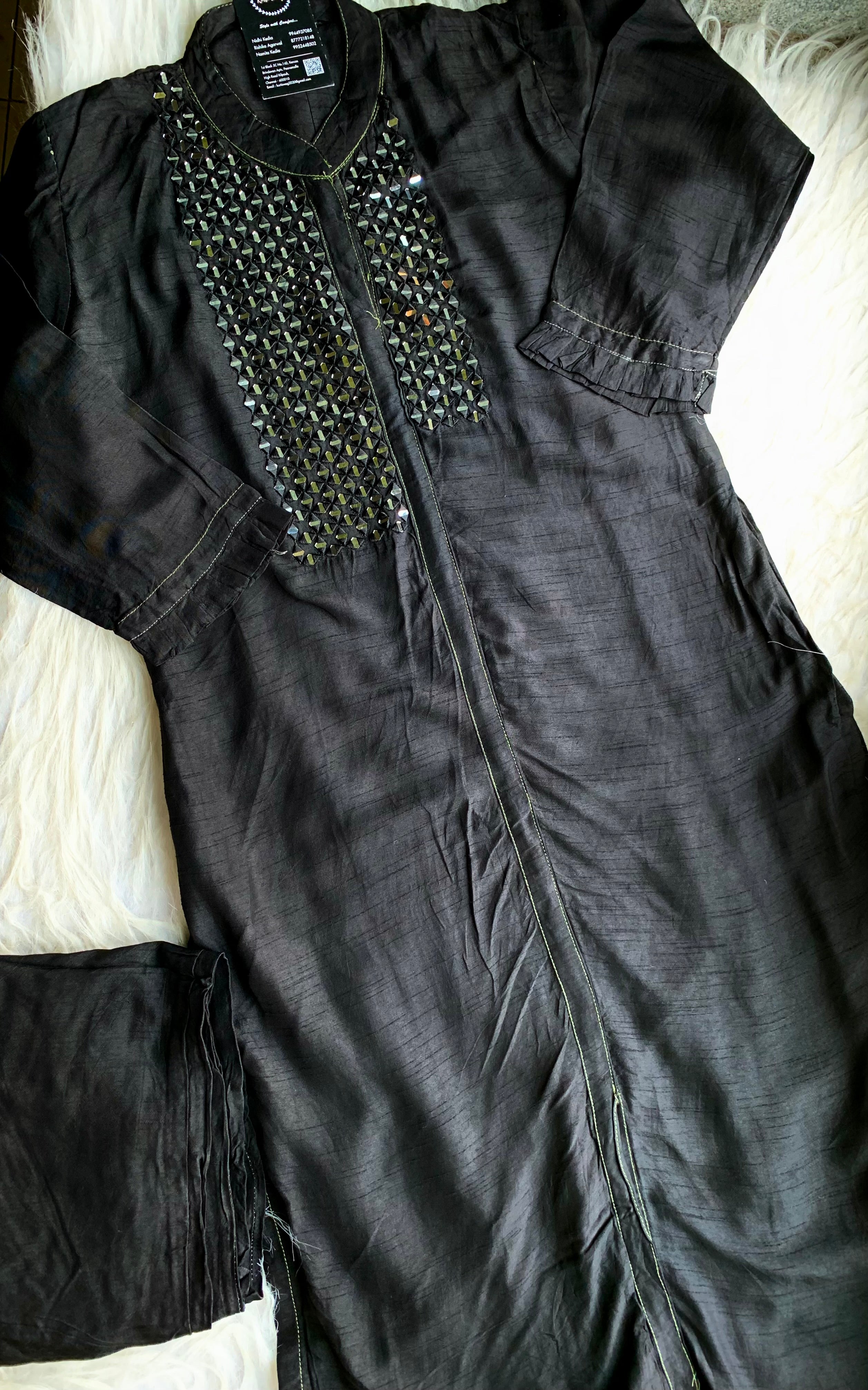 “SHEESHA” Mirror Work Dola Silk Kurta & Pant Set 🖤 | KurtiSwag