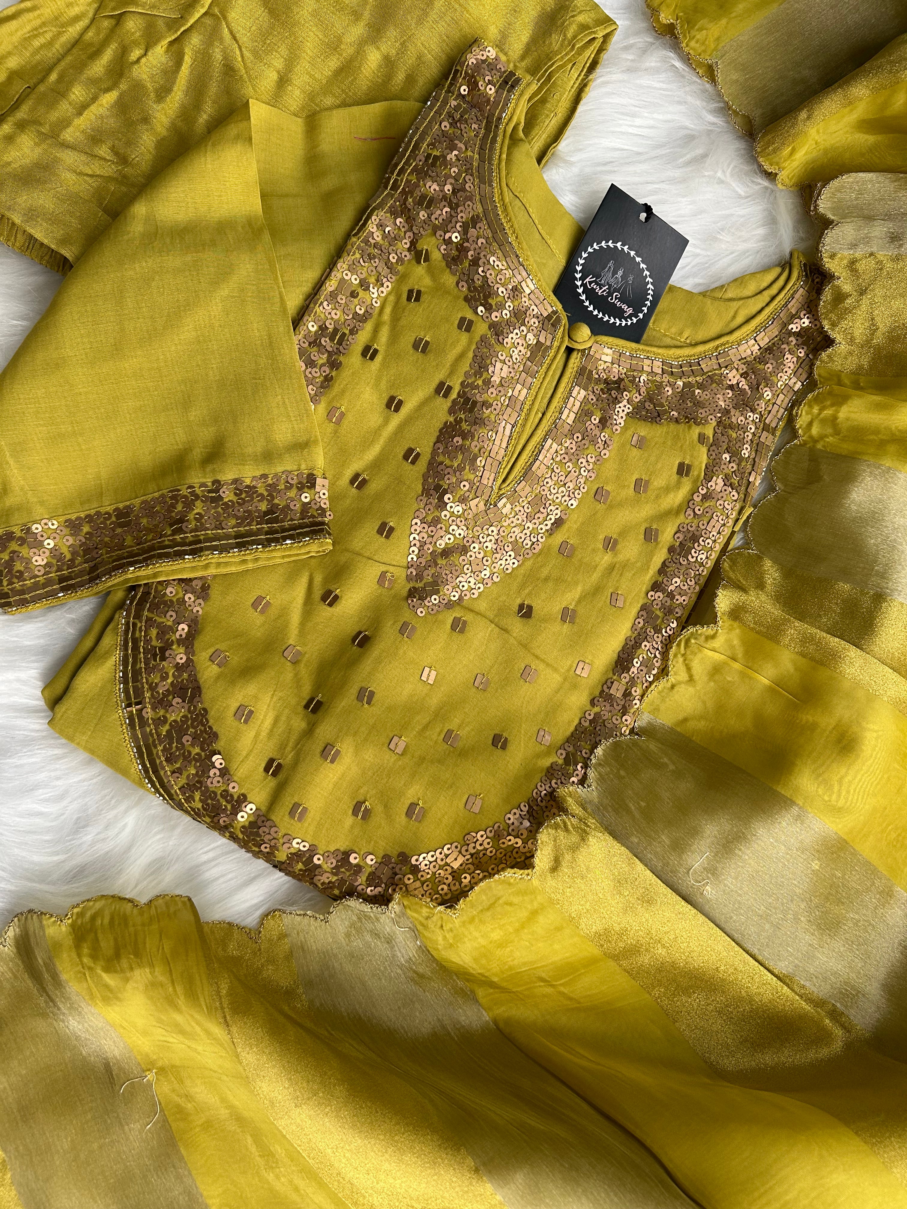 “ROSHNI” Mul Chanderi Sequence Embellished Suit Set ✨💕 | KurtiSwag