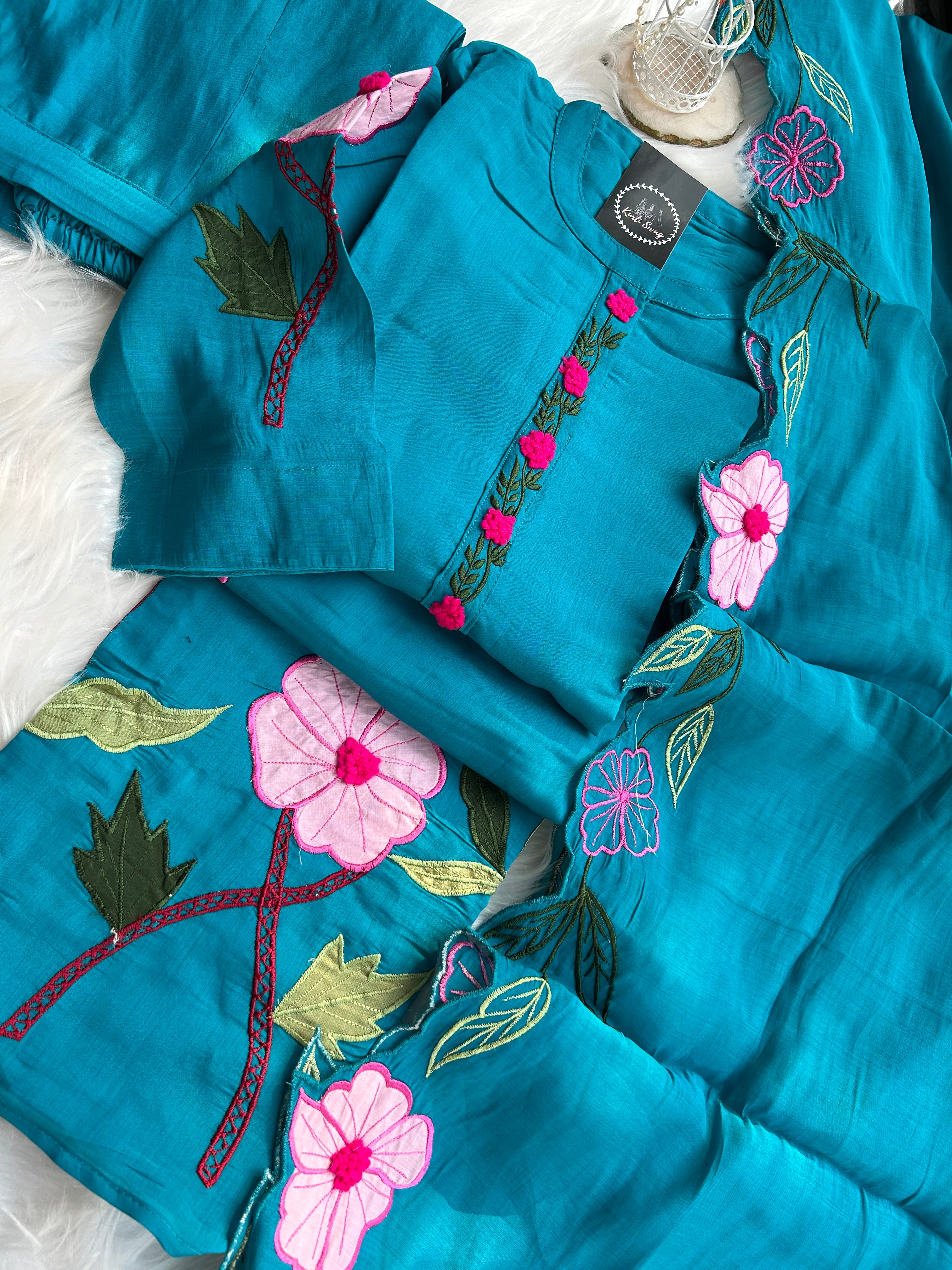 “FLORAL MUL APPLIQUÉ” Summer Suit Set ✨💕 | KurtiSwag