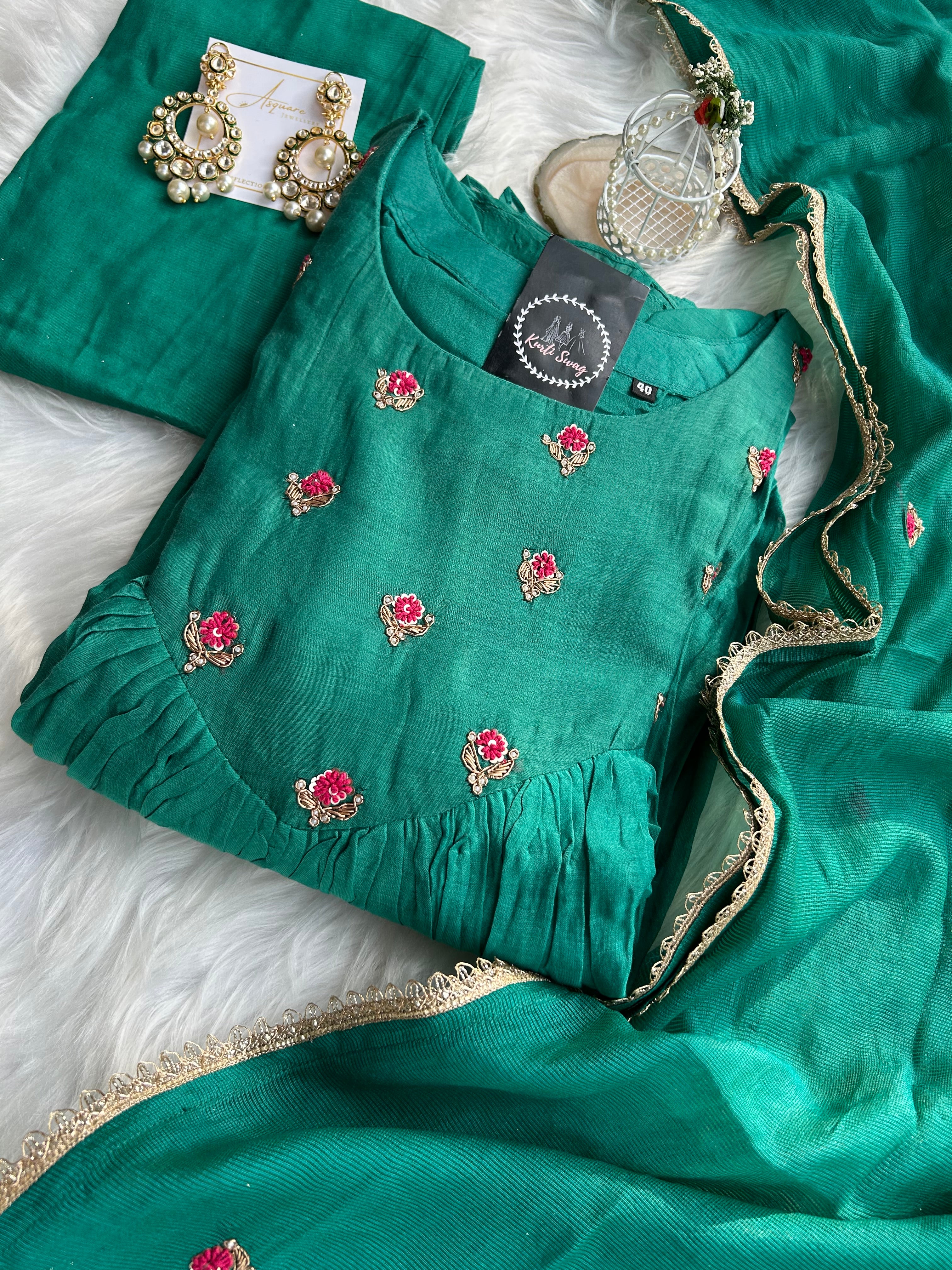 “AARINI”Premium Mul Chanderi Suit Set ✨❤️ | KurtiSwag
