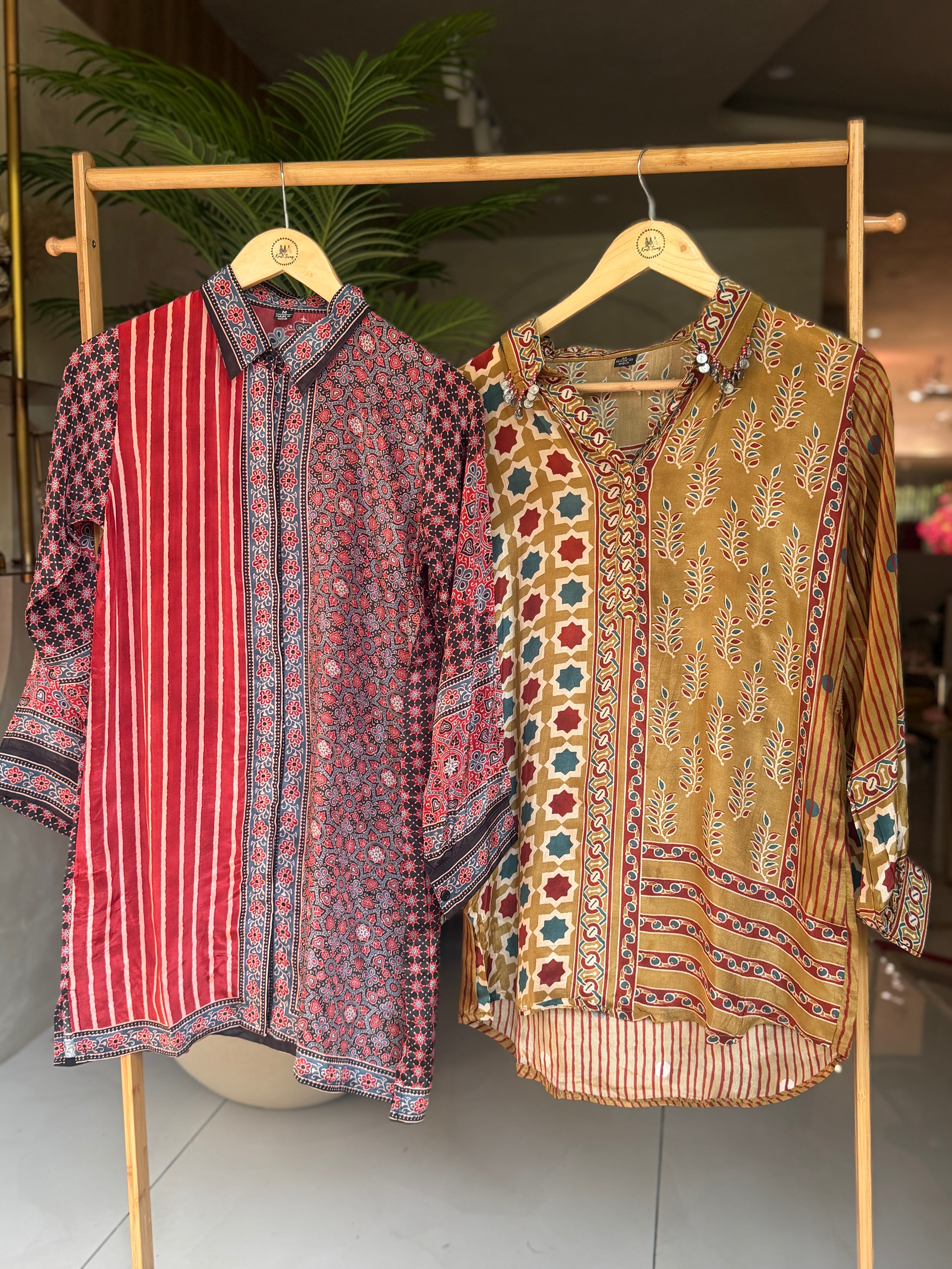 “CRAPE SHIRTS “ Ajrakh  prints | KurtiSwag